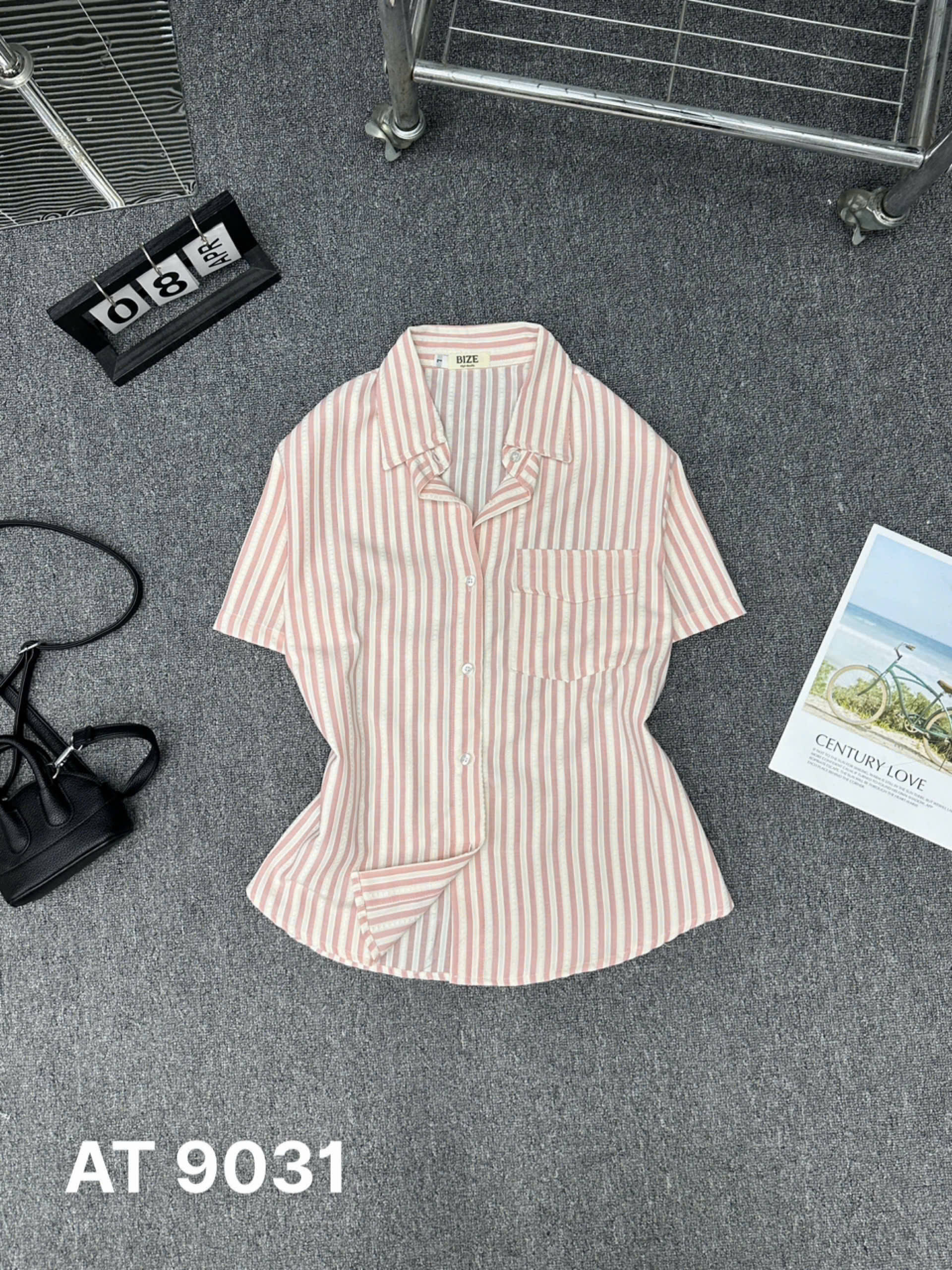 Áo sơ mi sọc có túi kiểu bigsize AT9031 dành cho nàng béo mập từ 55-90kg