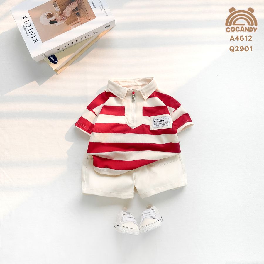 Áo cộc polo BE kẻ ĐỎ cổ khóa_thumbnail_0