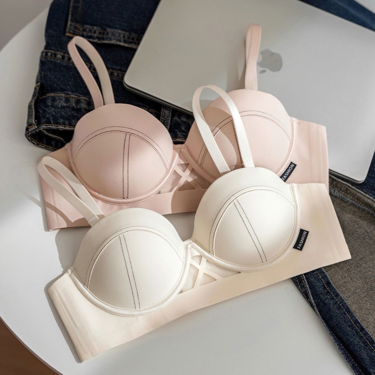 [Mã B56] Áo Lót Su Lựa Nữ Cup Ngang Nâng Vòng 1 Không Gọng Áo Bra Chất Su Lụa 1.5cm Không Gọng Có Mút Đệm kép 2 Lớp Gom Quả Chống Xệ Hạn Chế Ngấn Mỡ Lưng -- Vikam_thumbnail_4