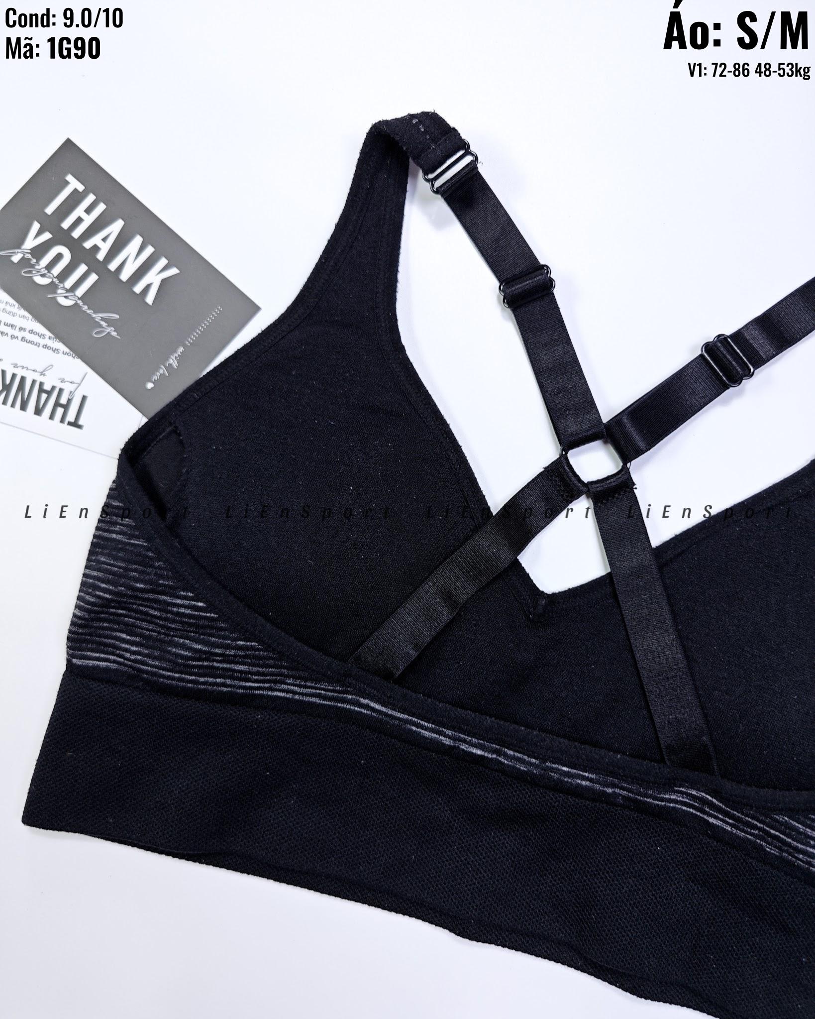 Puma Áo bra thể thao lưng chữ X Nữ Size S M Xám đen sọc ngang Auth 2nd Không gọng không mút Co giãn tốt Thoáng khí thấm hút Logo ép nhiệt Phù hợp tập gym yoga athleisure Mã:1G90_thumbnail_4