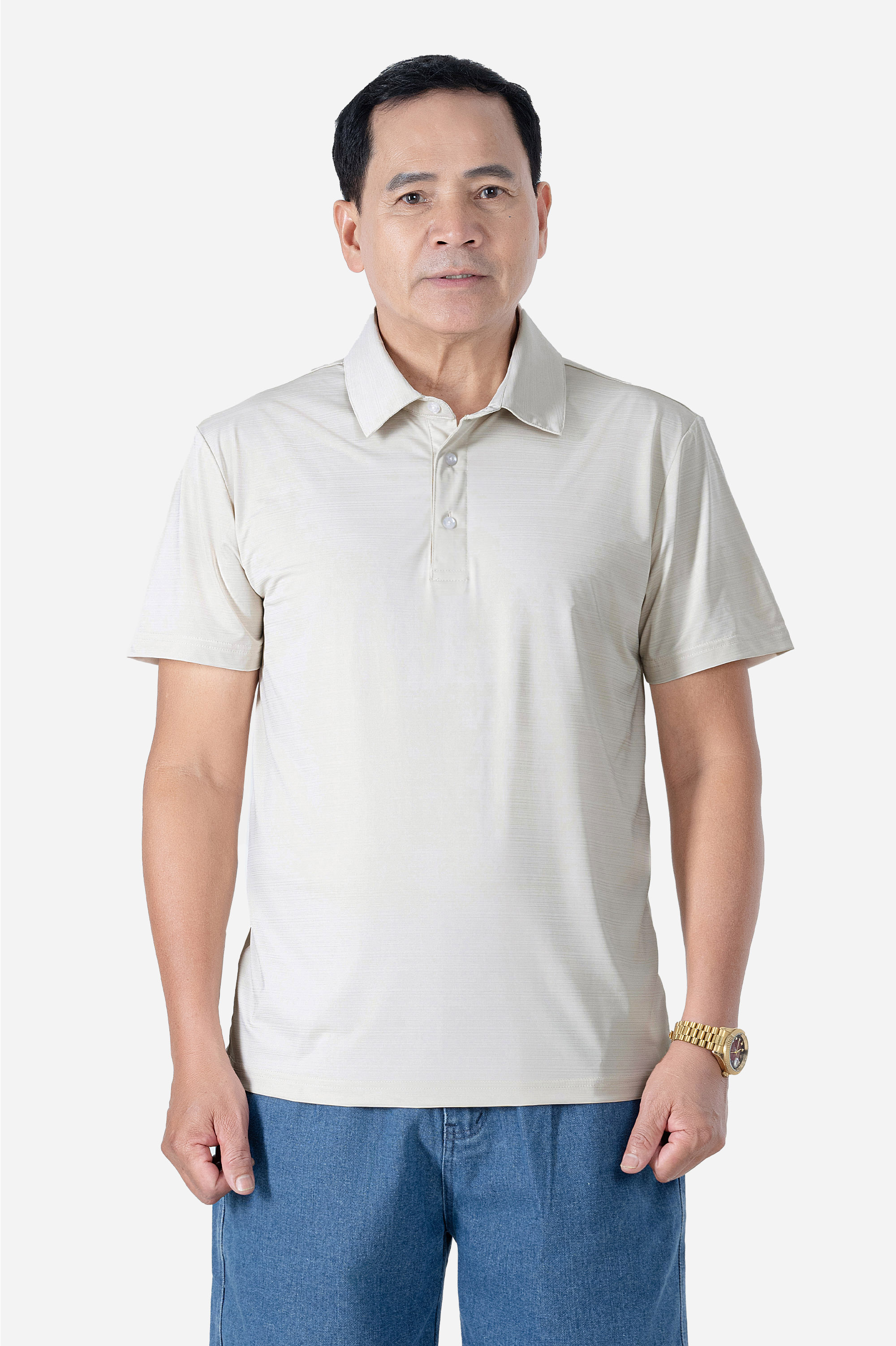 Áo Polo Melange Thể Thao Nam Trung Niên ANCHI Chất Liệu Cotton Phom Suông Vạt Ngang_thumbnail_8