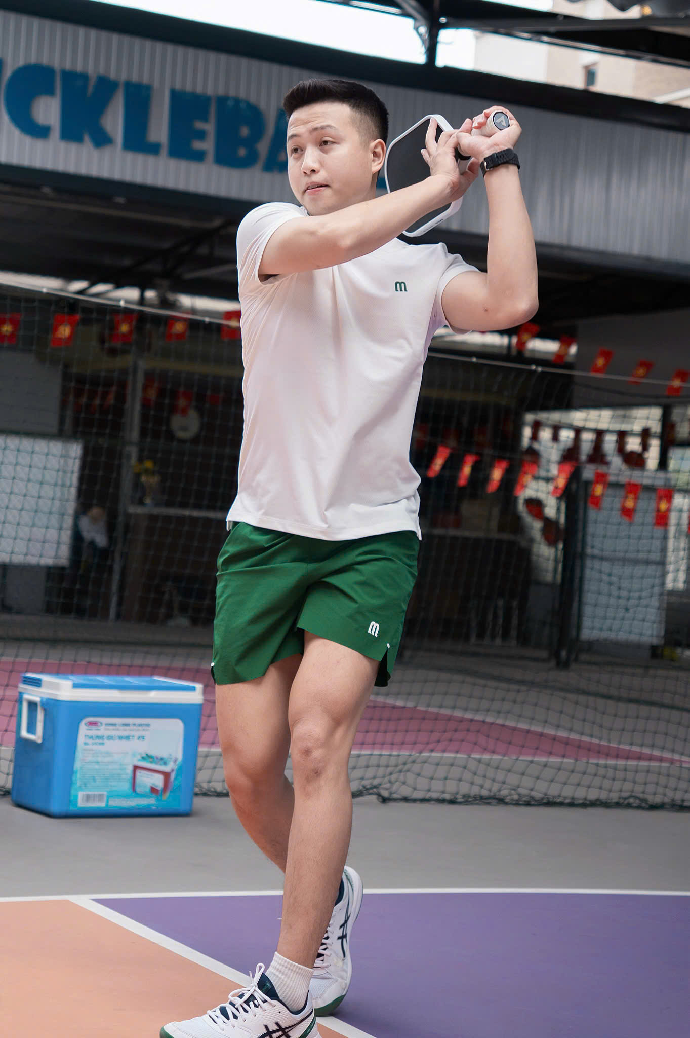Áo thun thể thao nam chơi Pickleball/Tennis Green Line Manesti_thumbnail_9