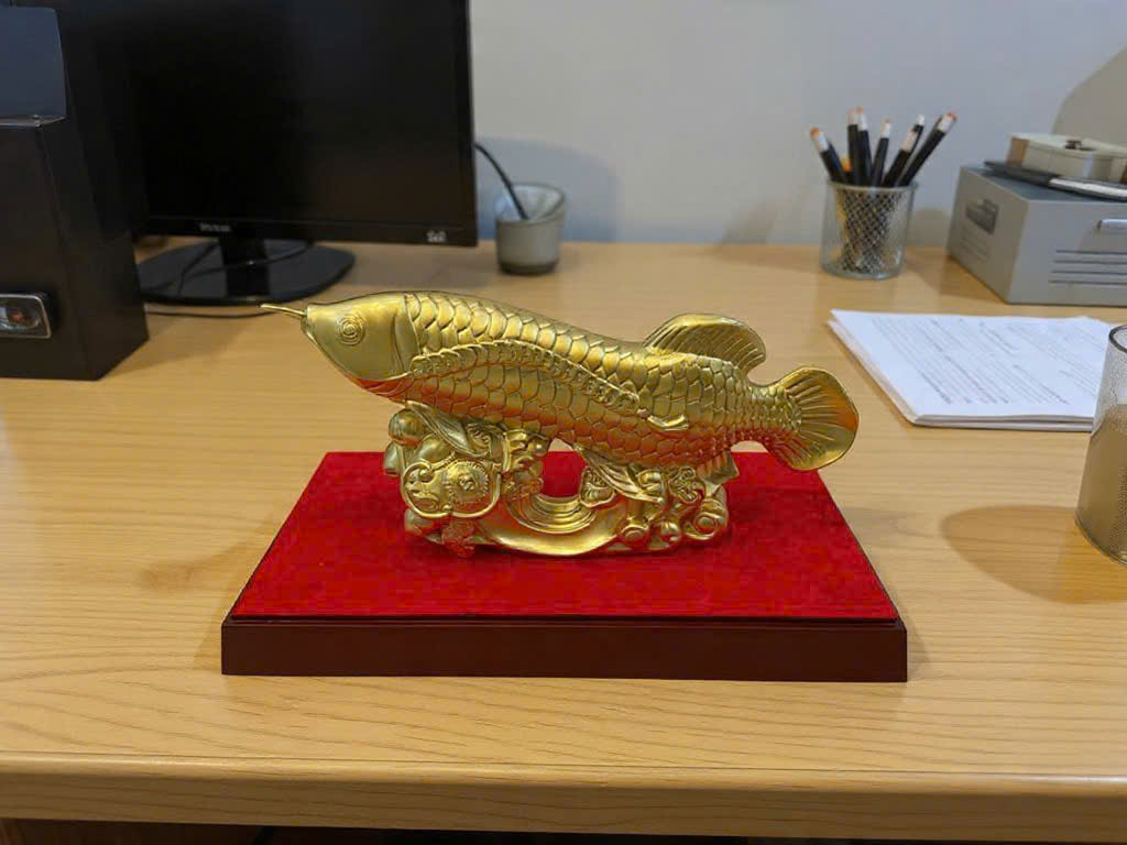 Tượng cá rồng bằng đồng dát vàng 9999_thumbnail_1