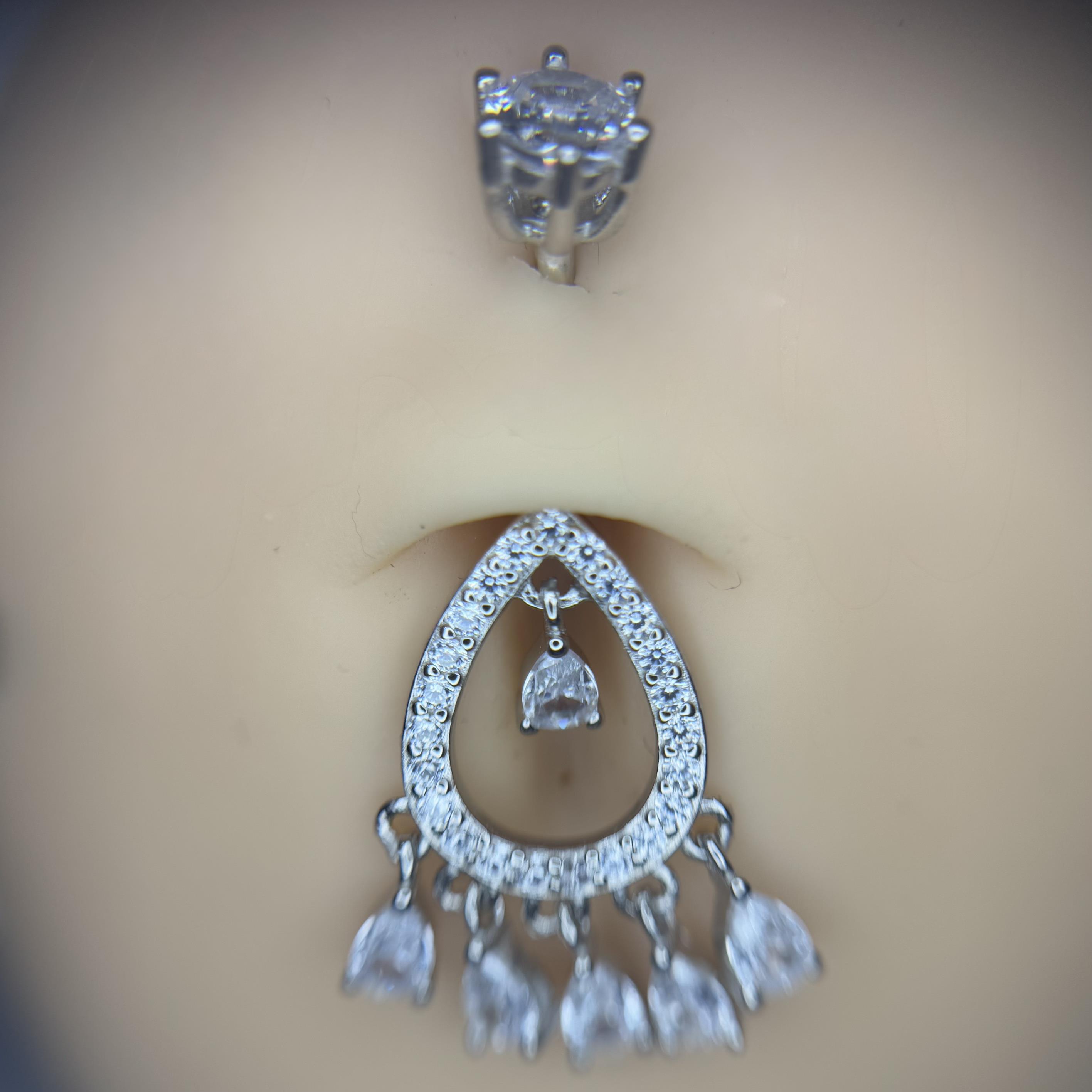 rốn bạc xi bạch kim giọt nước viền kim cương rơi kim cương rơi _thumbnail_1