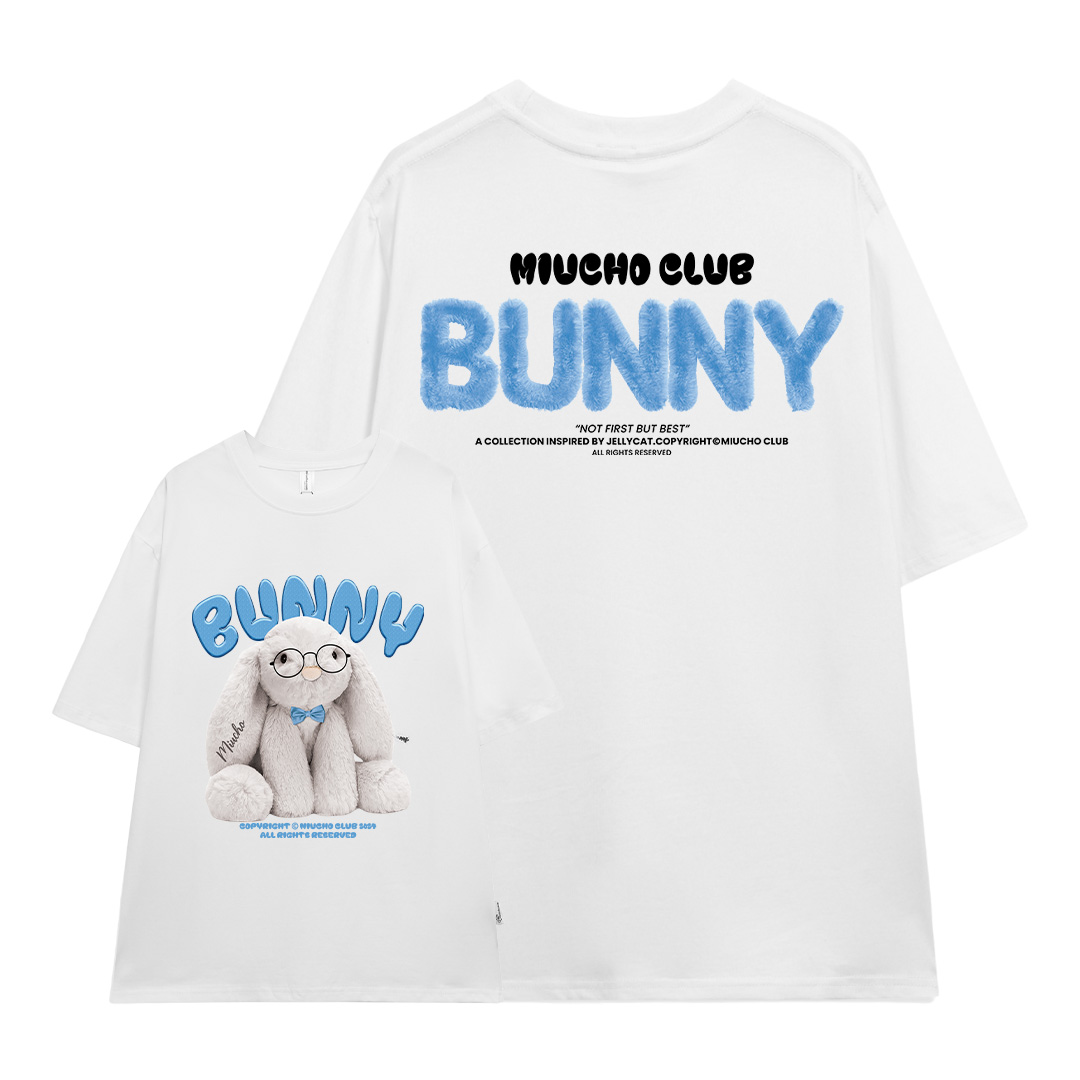 Áo thun thỏ Bunny form rộng local brand ATD1257 Miucho tay ngắn cổ tròn in mix_thumbnail_0
