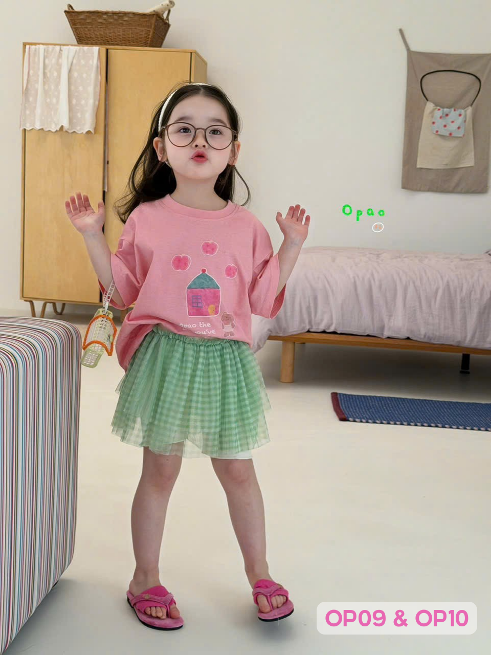 OP10 - Chân váy caro phối lưới hãng Opao_thumbnail_0