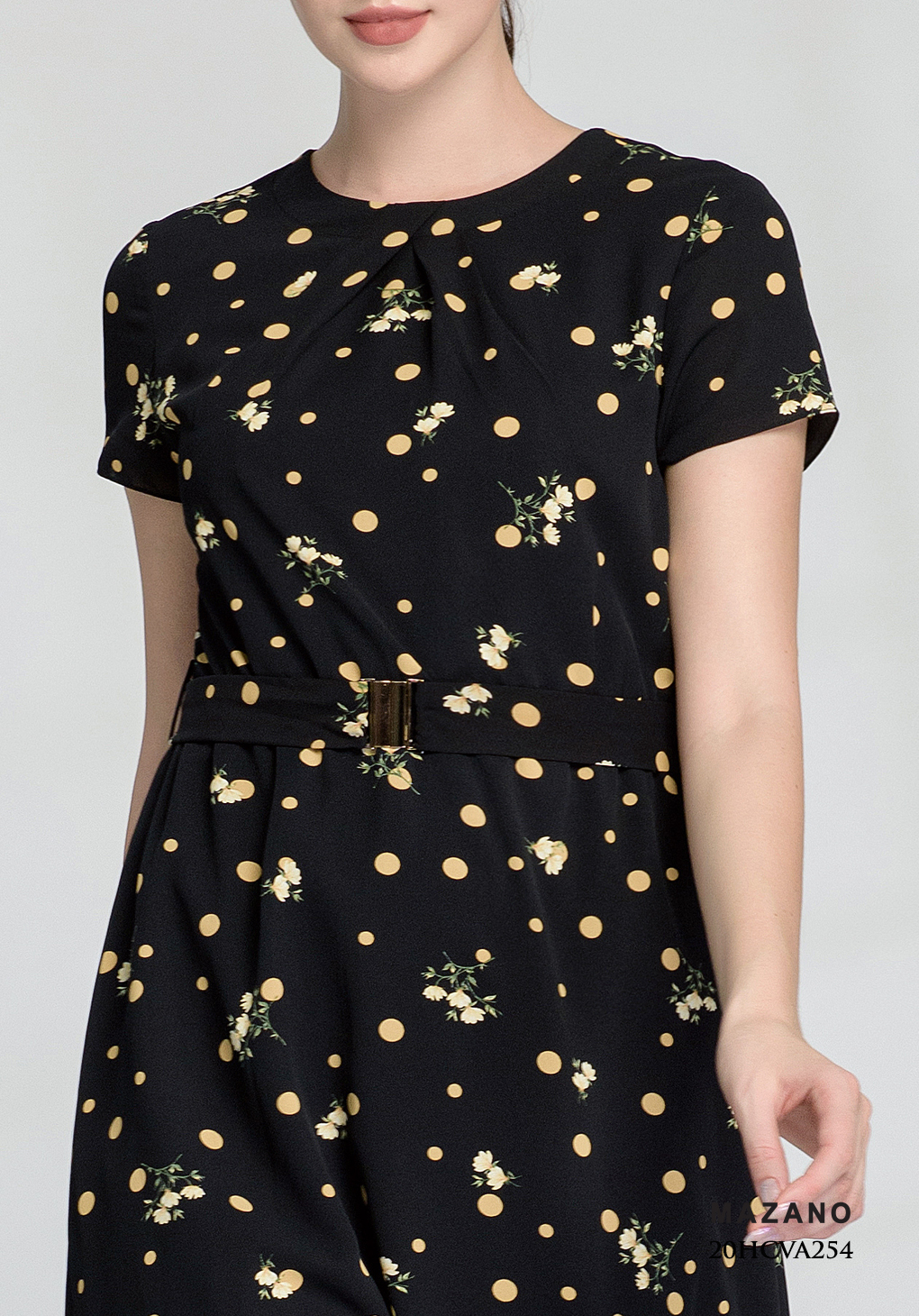 Đầm đen suông họa tiết chấm bi hoa vàng_thumbnail_5