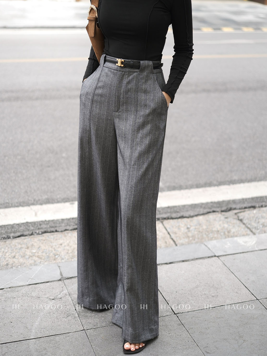 Quần suông kẻ sọc đỉa liền thân HAGOO_thumbnail_5