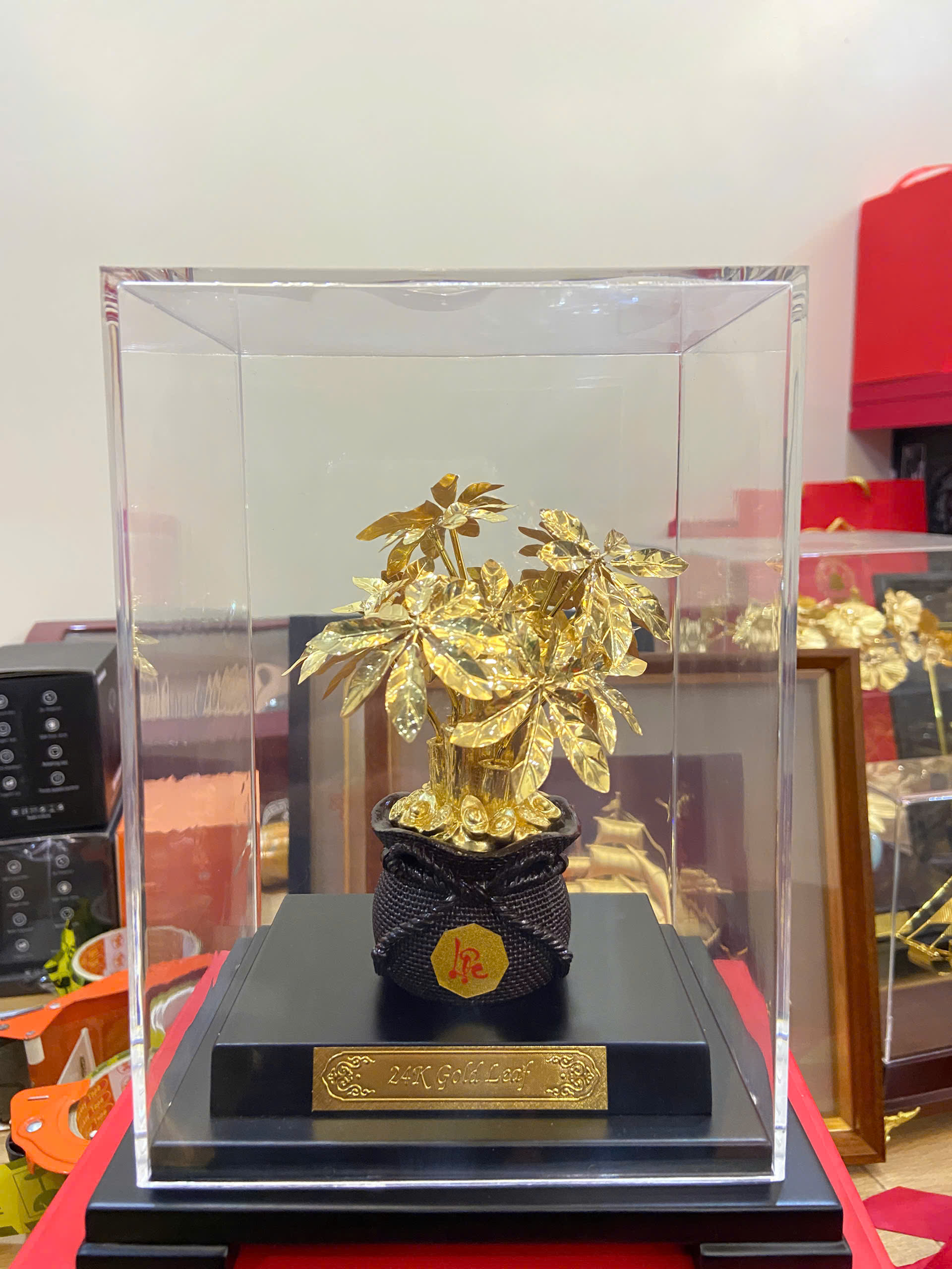 Cây kim ngân quà tặng mạ vàng 24k KT 22CM 