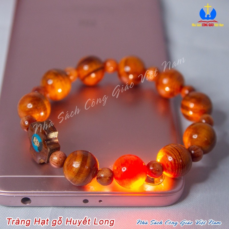 Vòng Mân Côi - Tràng hạt gỗ Huyết Long - hạt 10ly cho nữ - Nhà Sách Công Giáo Việt Nam
