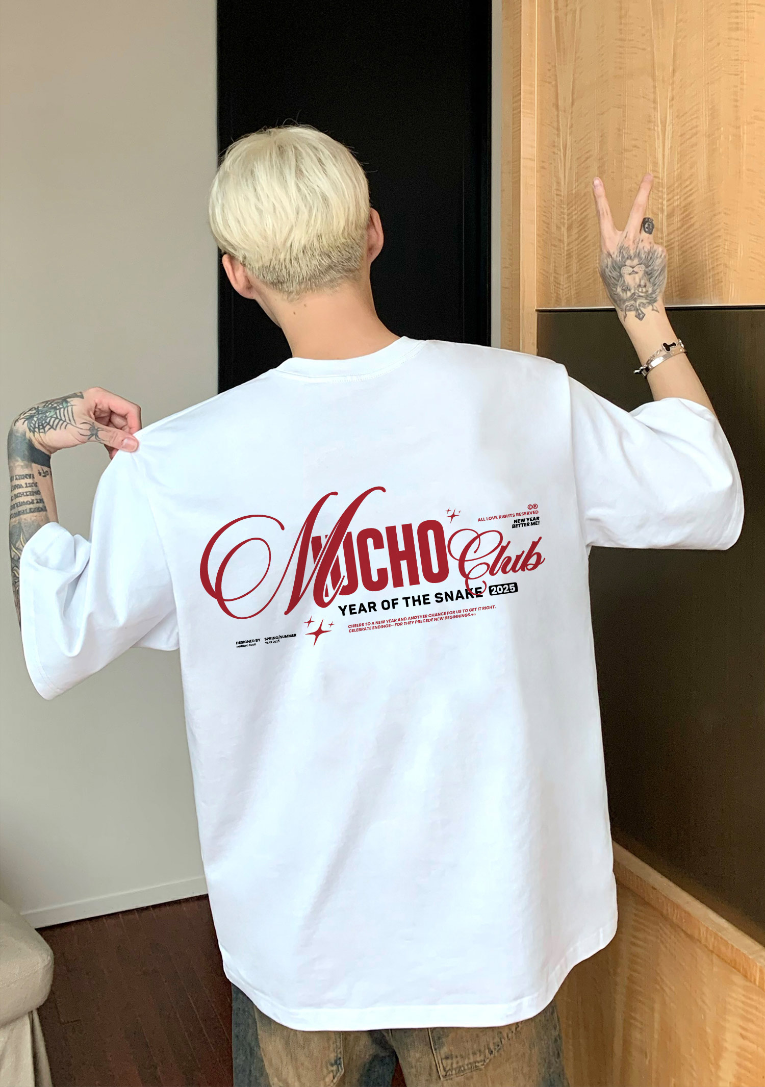 Áo phông tết nam form rộng cổ tròn vải cotton 4c co giãn thoáng mát 1813 Miucho in typography_thumbnail_4