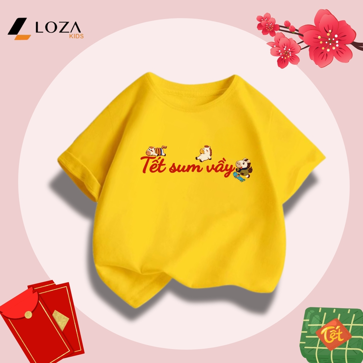 [BST Tết 2026] Áo phông gia đình Tết sum vầy - Áo đồng phục gia đình 3-4-5 người – Loza Kids Mã GĐ013_thumbnail_3