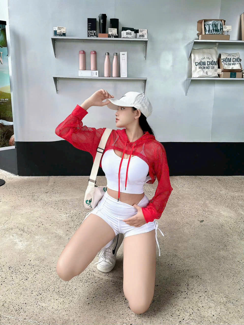 Áo Tank Thể Thao Lưới Mè Dáng Croptop Có Nón Mặc Ngoài_thumbnail_13