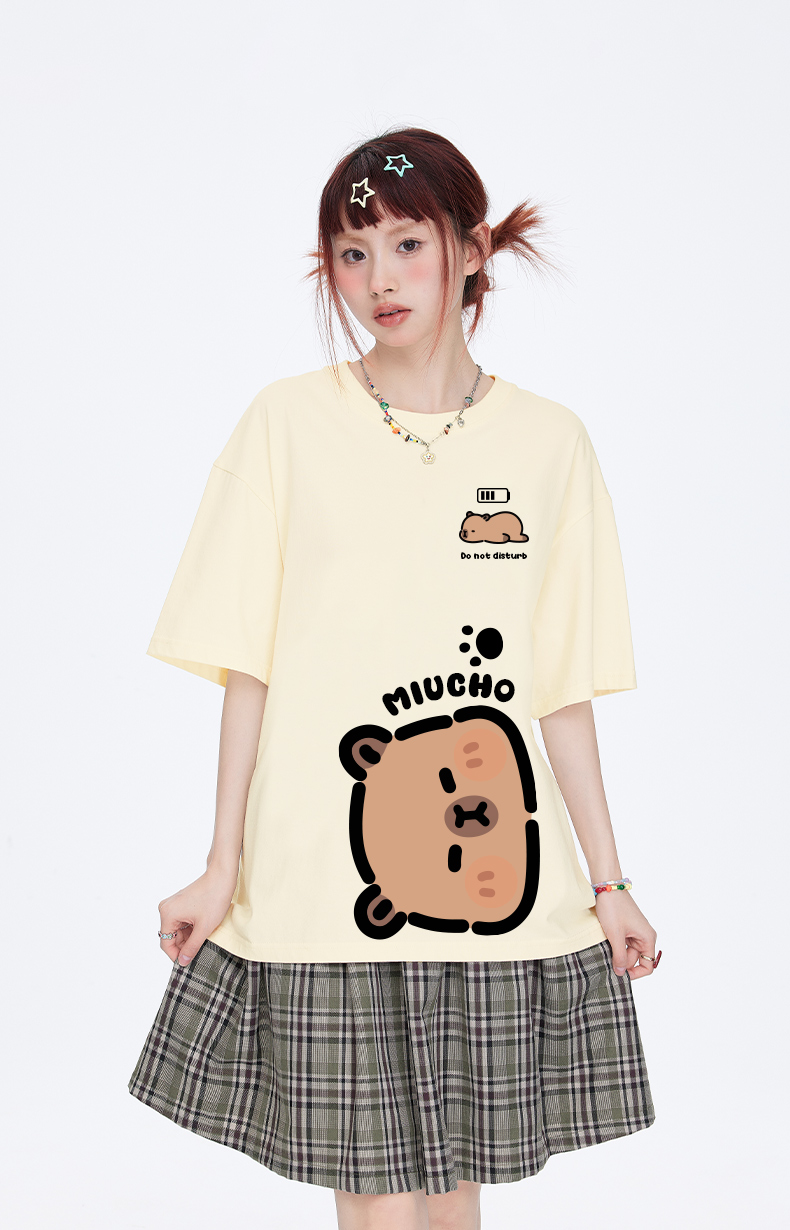 Áo thun Capybara form rộng local brand ATD1222 Miucho tay ngắn cổ tròn in mix_thumbnail_3