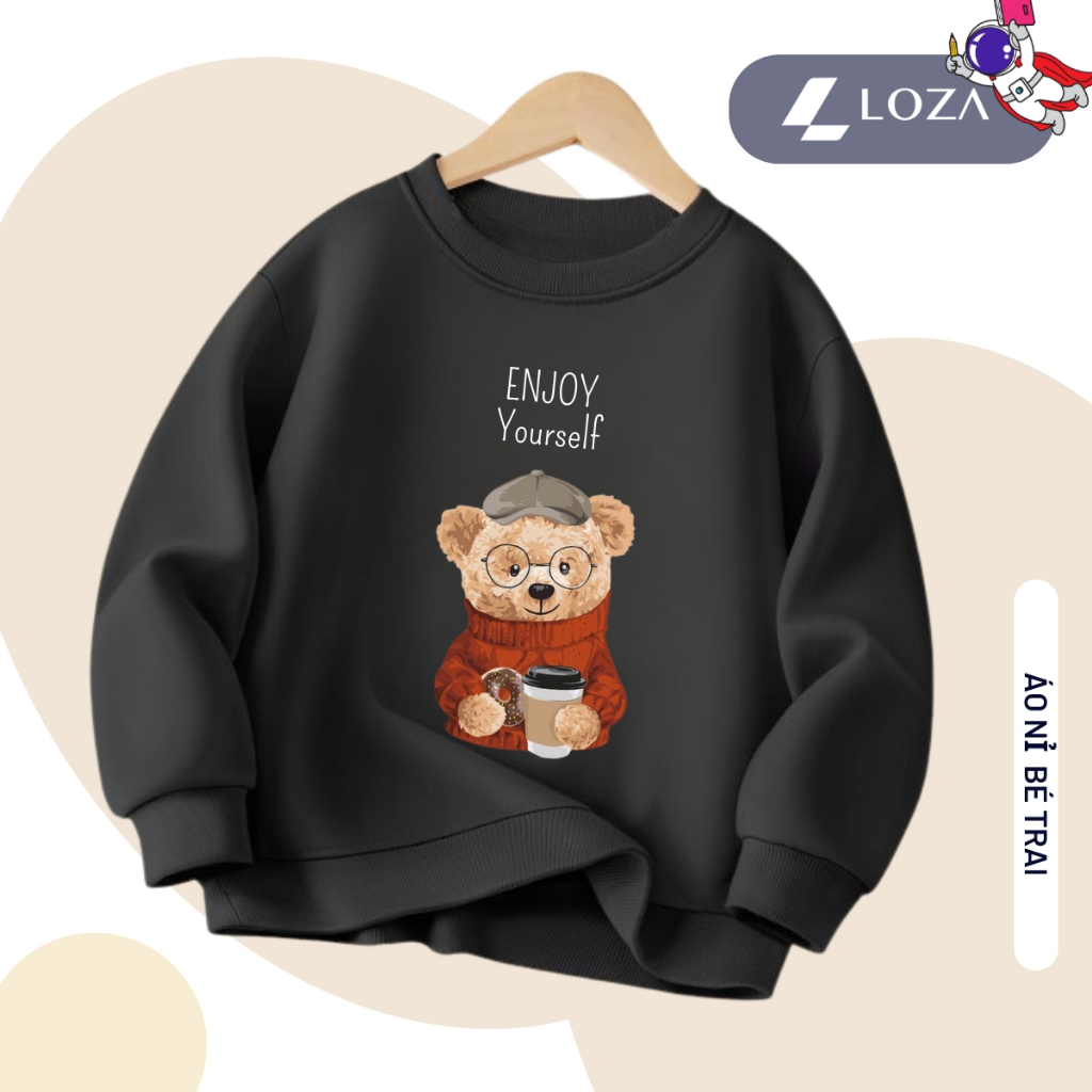 Áo nỉ sweater bé trai màu đen in nhiều hình - Loza Kids IN017_thumbnail_2