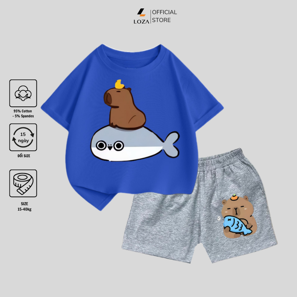Bộ đồ bé trai in hình Capybara cưỡi cá heo - Loza Kids SB107_thumbnail_7