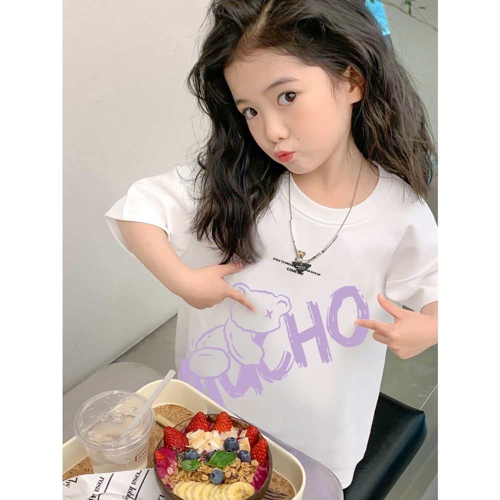 Áo thun cho bé gái form rộng AED1101 Miucho Kid tay ngắn vải cotton cổ tròn in mix_thumbnail_5