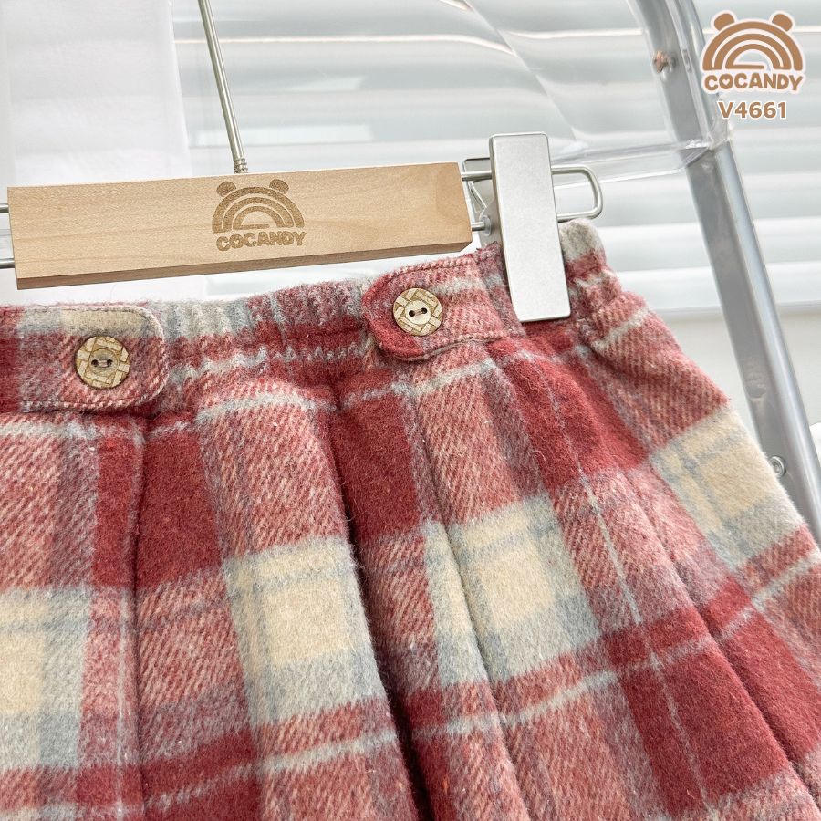 Váy xếp ly caro BE ĐỎ cạp 2 cúc_thumbnail_3