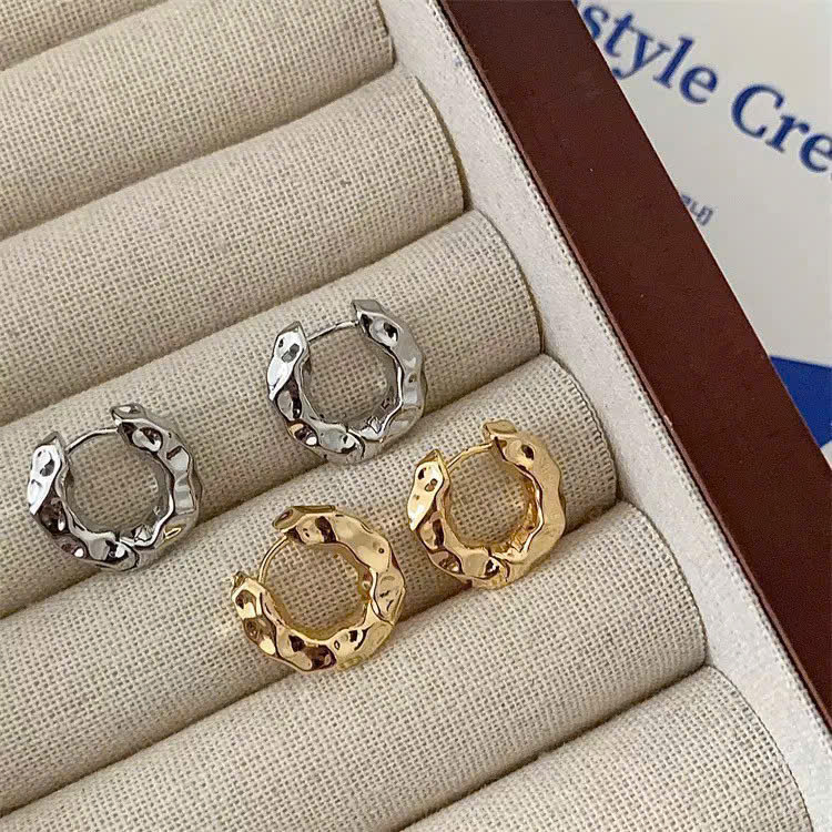 HL211 - Set 2 đôi bông tai gợn sóng ( VÀNG - BẠC )