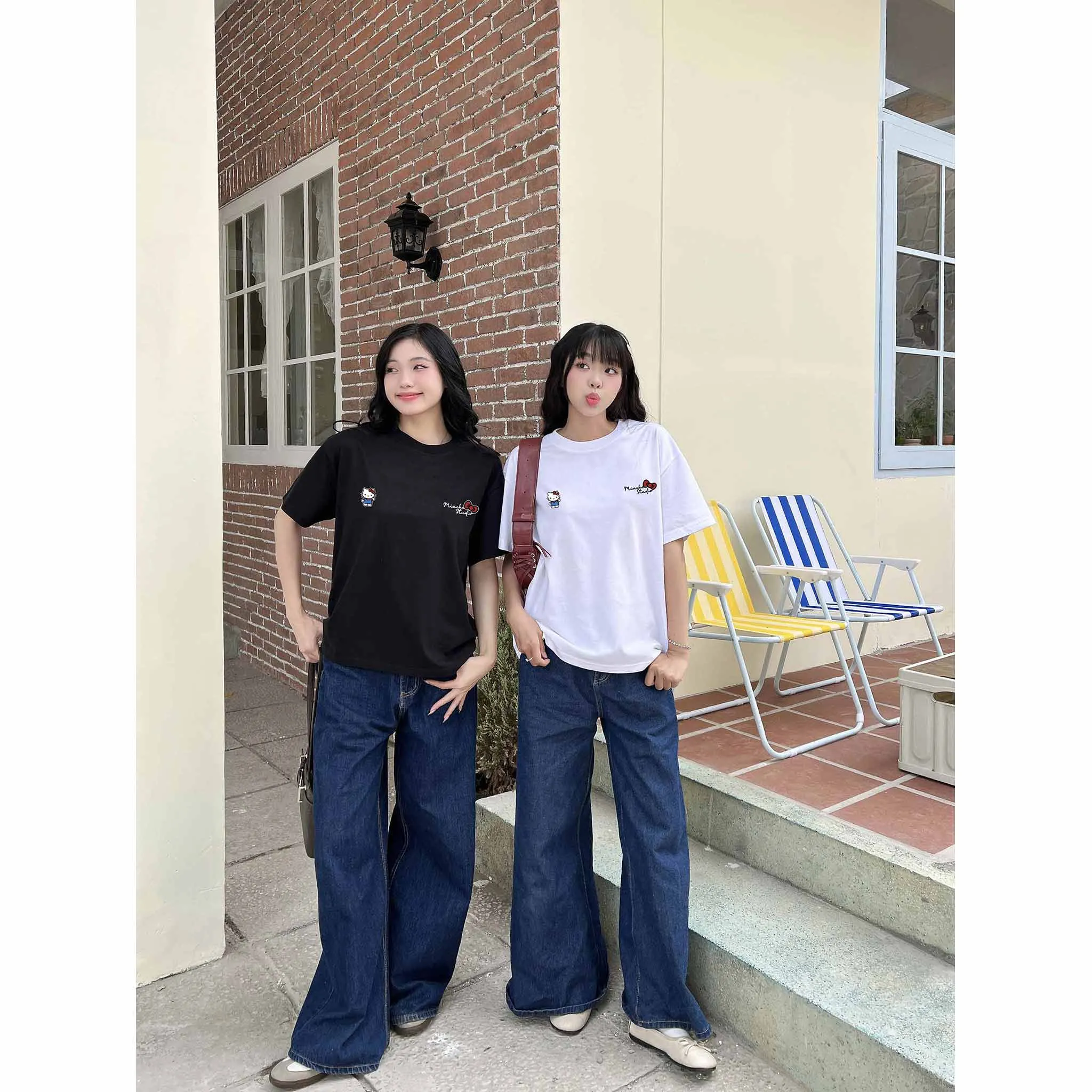 Áo thun form boxy nữ Kitty dễ thương 2648 Miucho vải cotton thoáng mát cổ tròn in mix_thumbnail_3