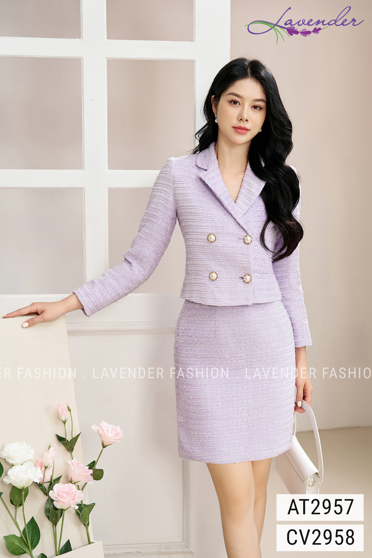Chân váy ôm Thời trang Lavender dạ tweed tím CV2957_thumbnail_2