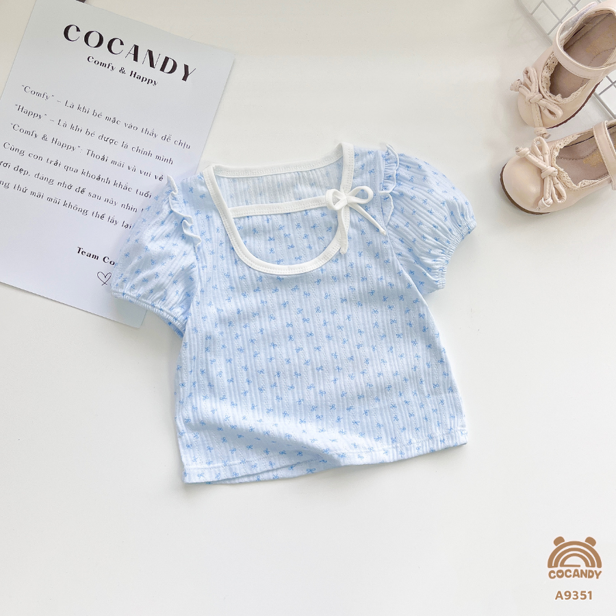 Áo cộc XANH DƯƠNG nơ xanh cổ nẹp viền tròn_thumbnail_7