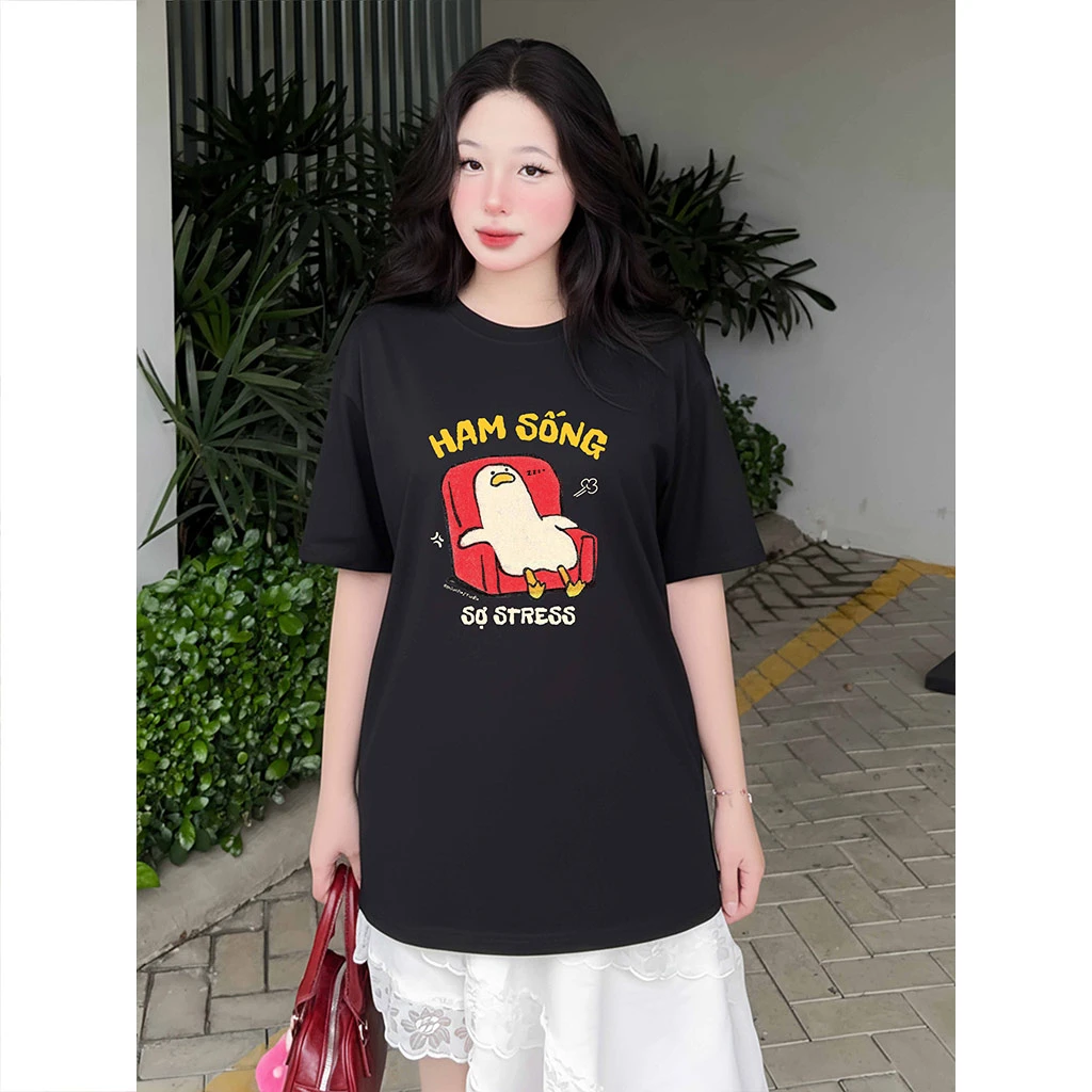 Áo thun boxy nữ Miucho Club chất vải mềm mại thoải mái thoáng mát chữ in mix hài hước 2874_thumbnail_6