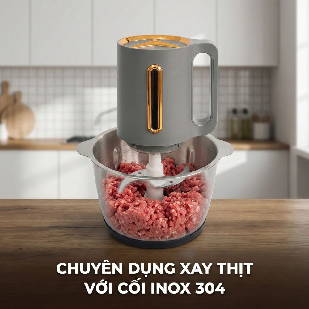 Máy xay thịt cối thủy tinh 2L tặng kèm cối inox Mishio MK444_thumbnail_2