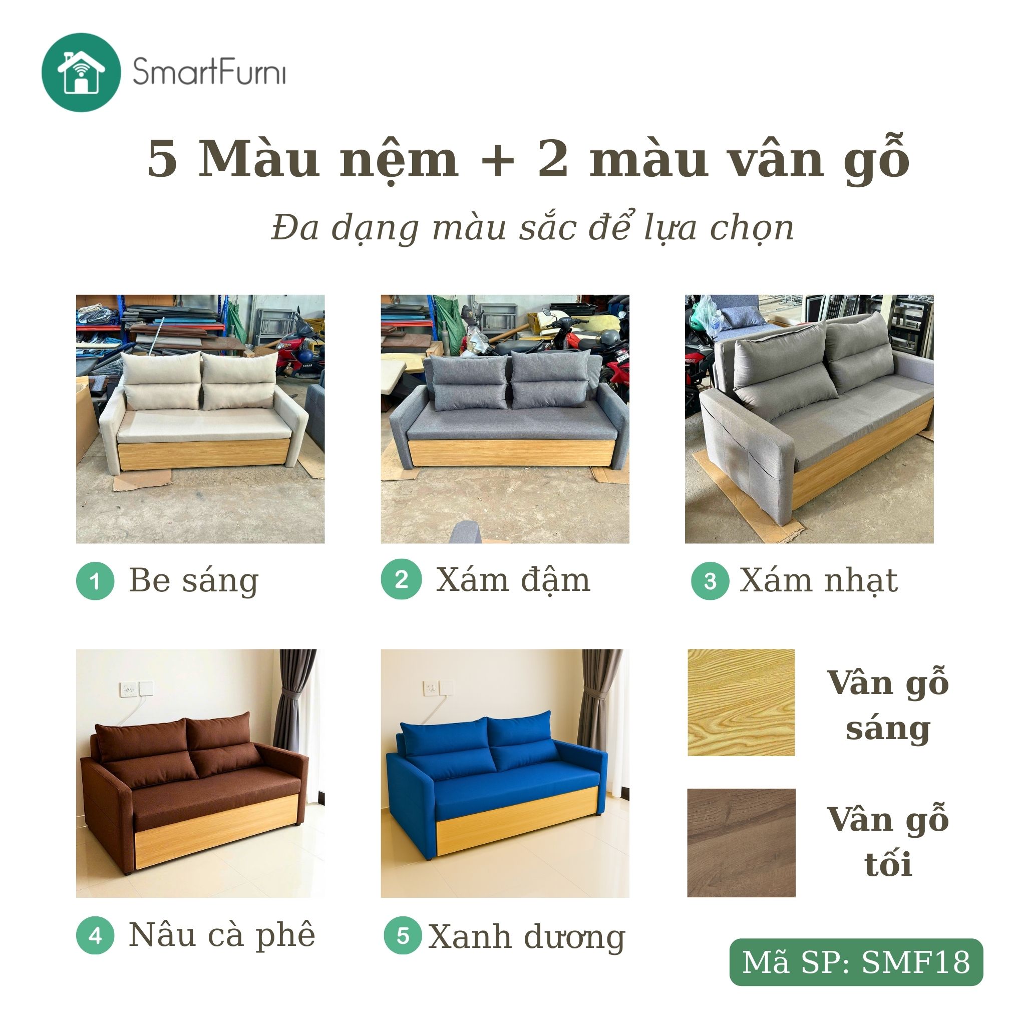 Sofa giường thông minh SmartFurni SMF18 - Mặt ốp gỗ Melamine - Xanh dương_thumbnail_12