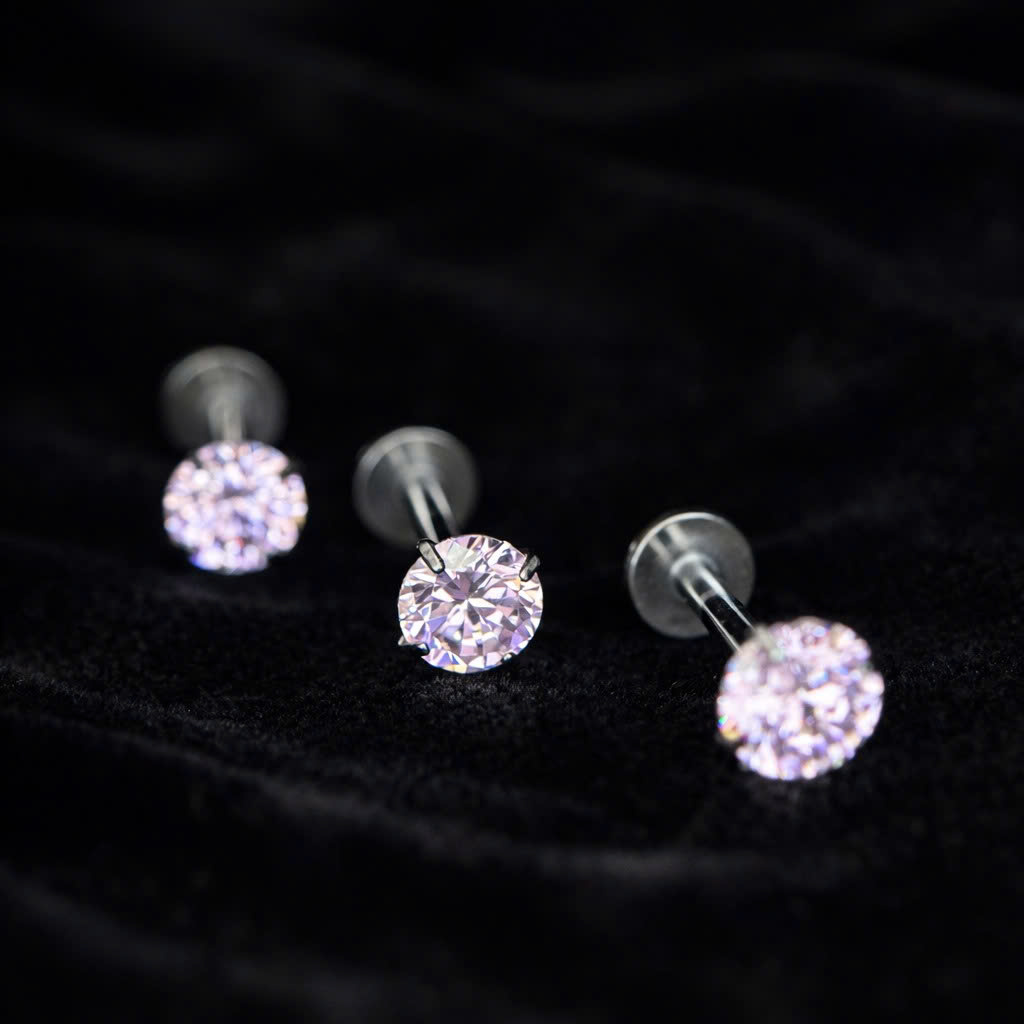 Khuyên kiểu titan đá hồng size 4