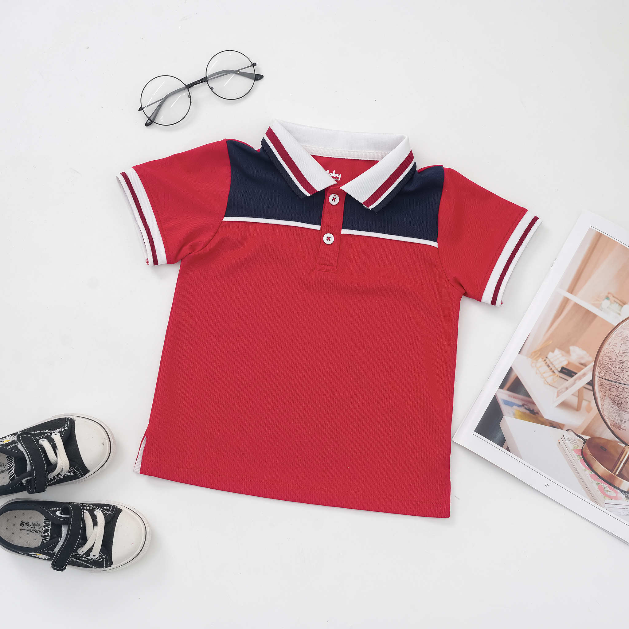 Áo polo can ngực kẹp lé phối vải_thumbnail_4