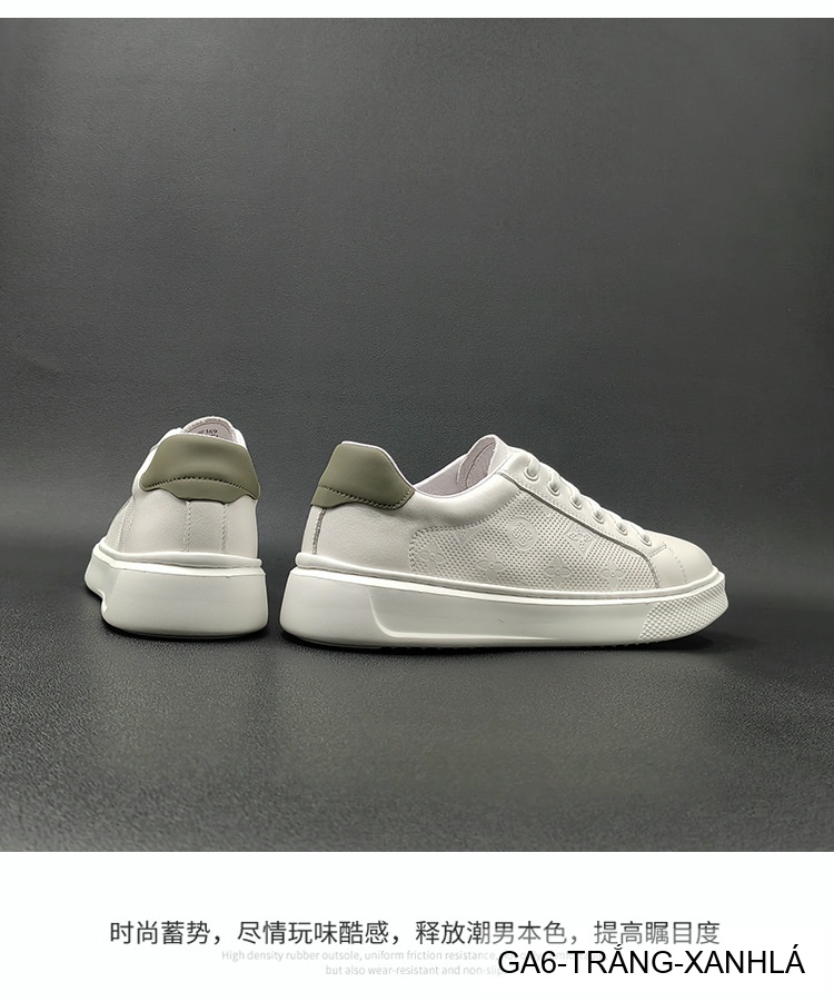 GA6 - Giày Sneaker Nam Da Bò Phong Cách Hàn, Đế Bằng Thoáng Khí, Màu Trắng Xanh Lá Đen_thumbnail_9