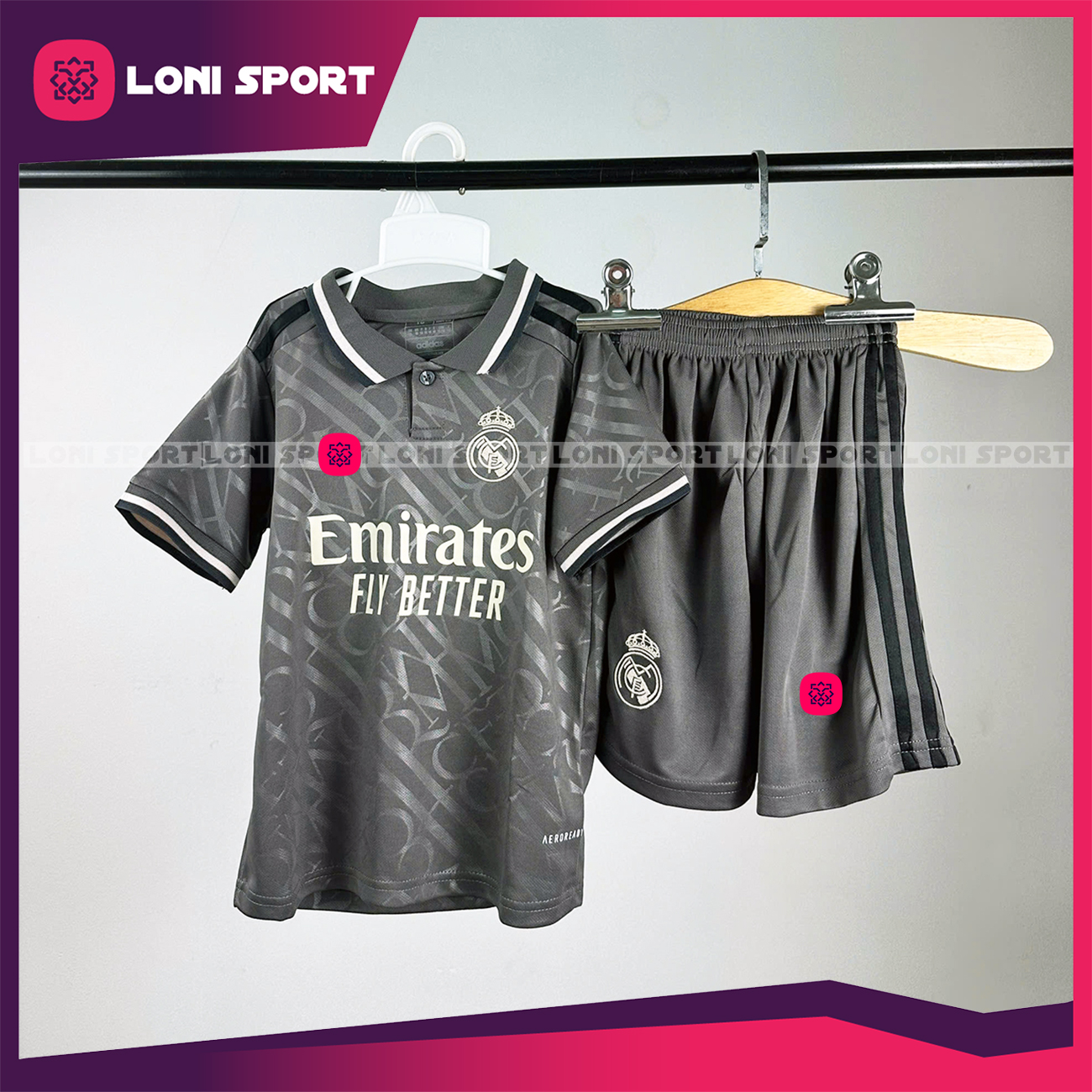 Bộ kid Real 3rd xám 24/25