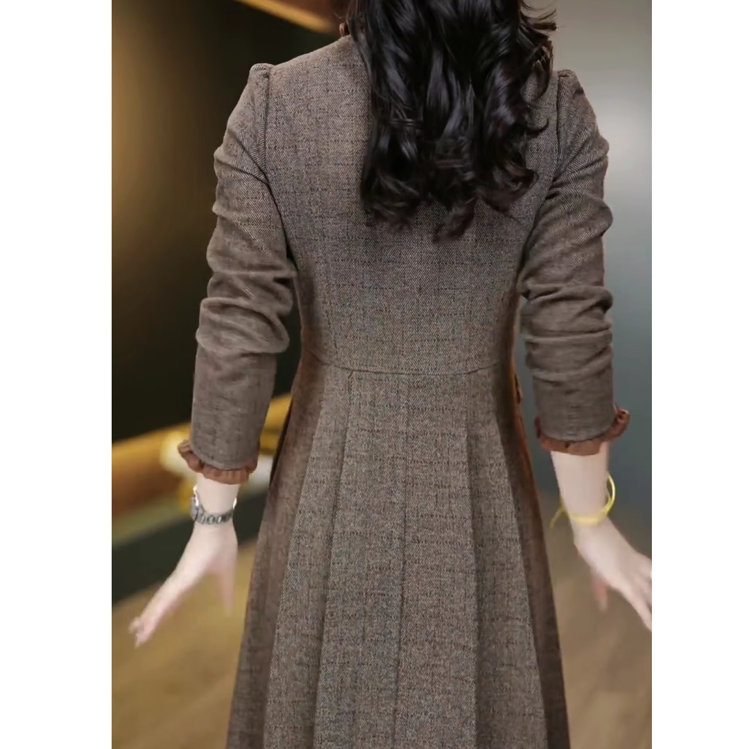 15101-Đầm xoè dài tay dáng peplum viền nâu cách điệu ( thun lụa)_thumbnail_2