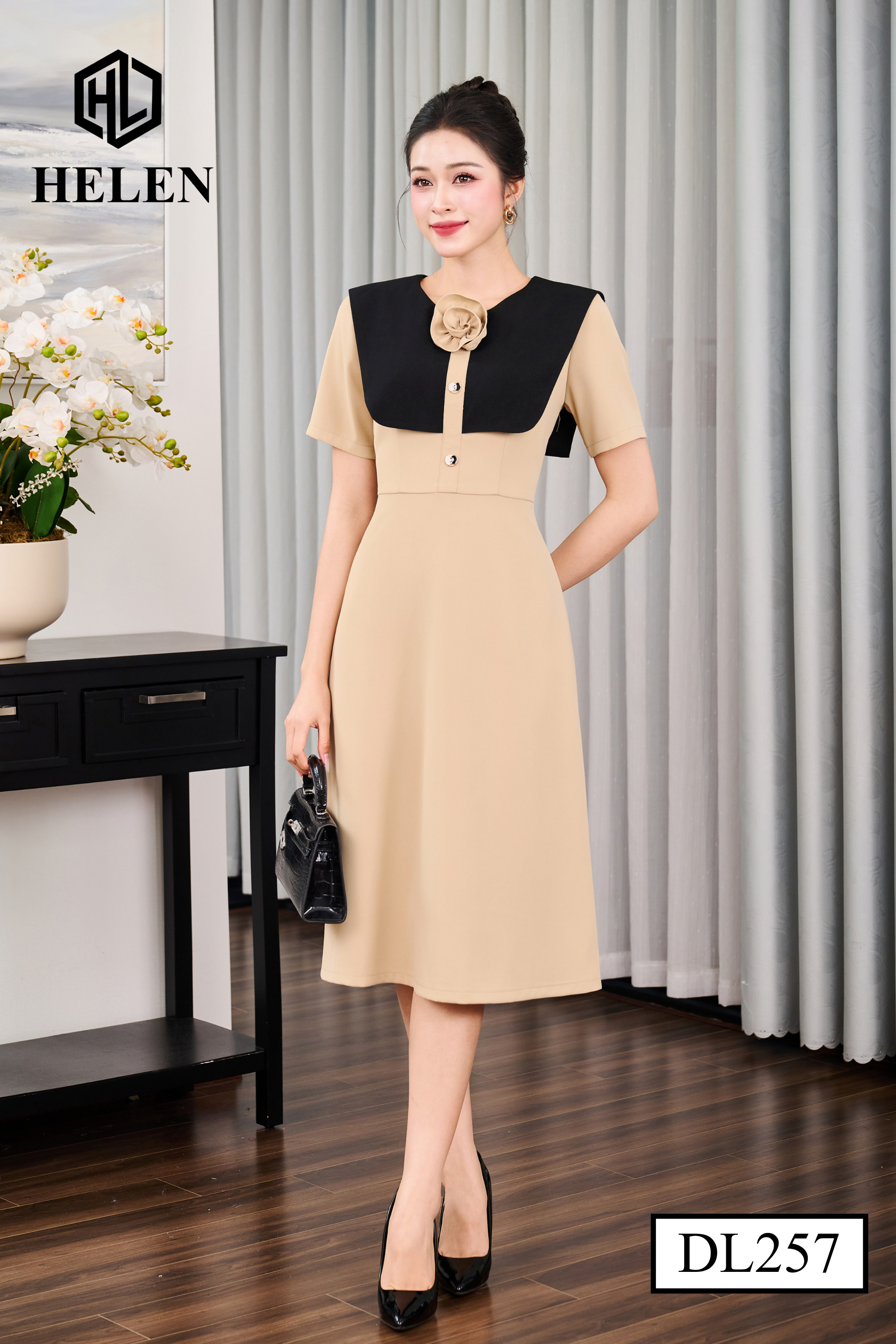 Đầm A be phối tà đen DL257_thumbnail_2