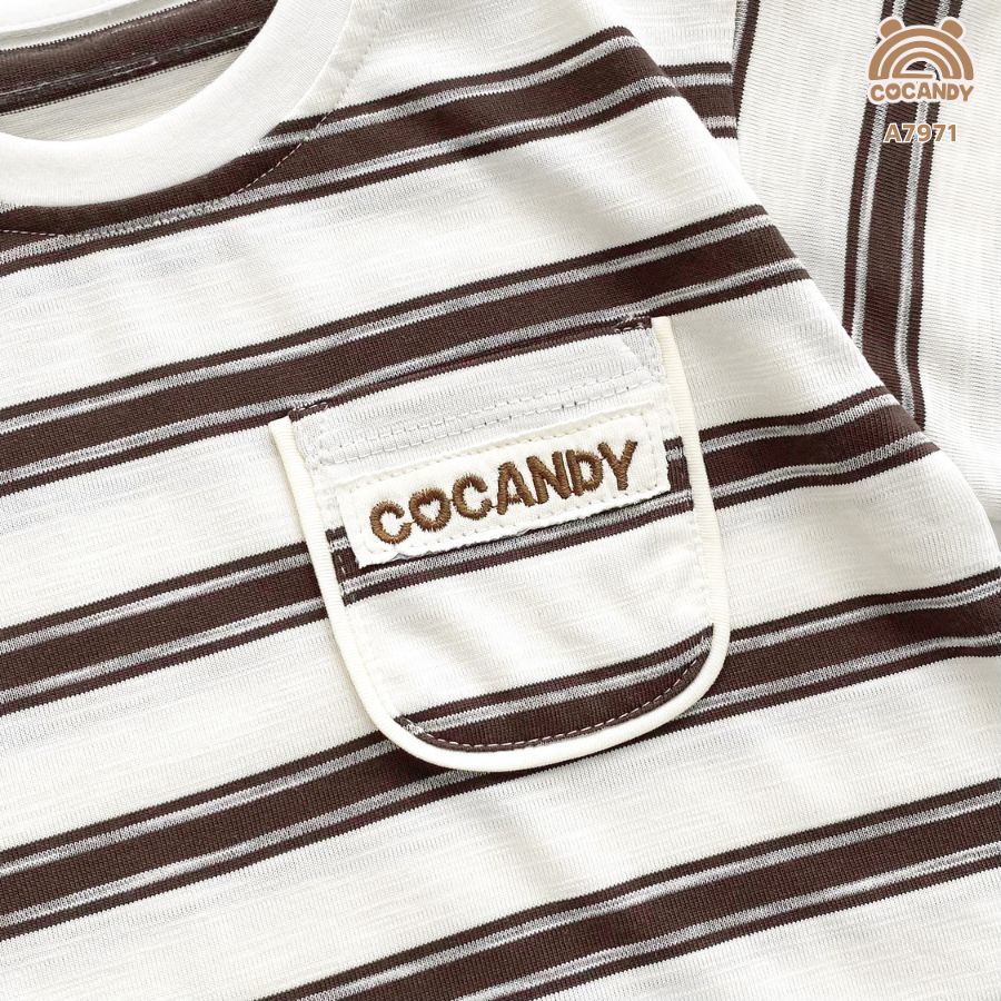 Áo cộc kẻ NÂU cổ tròn túi ngực CCD_thumbnail_4