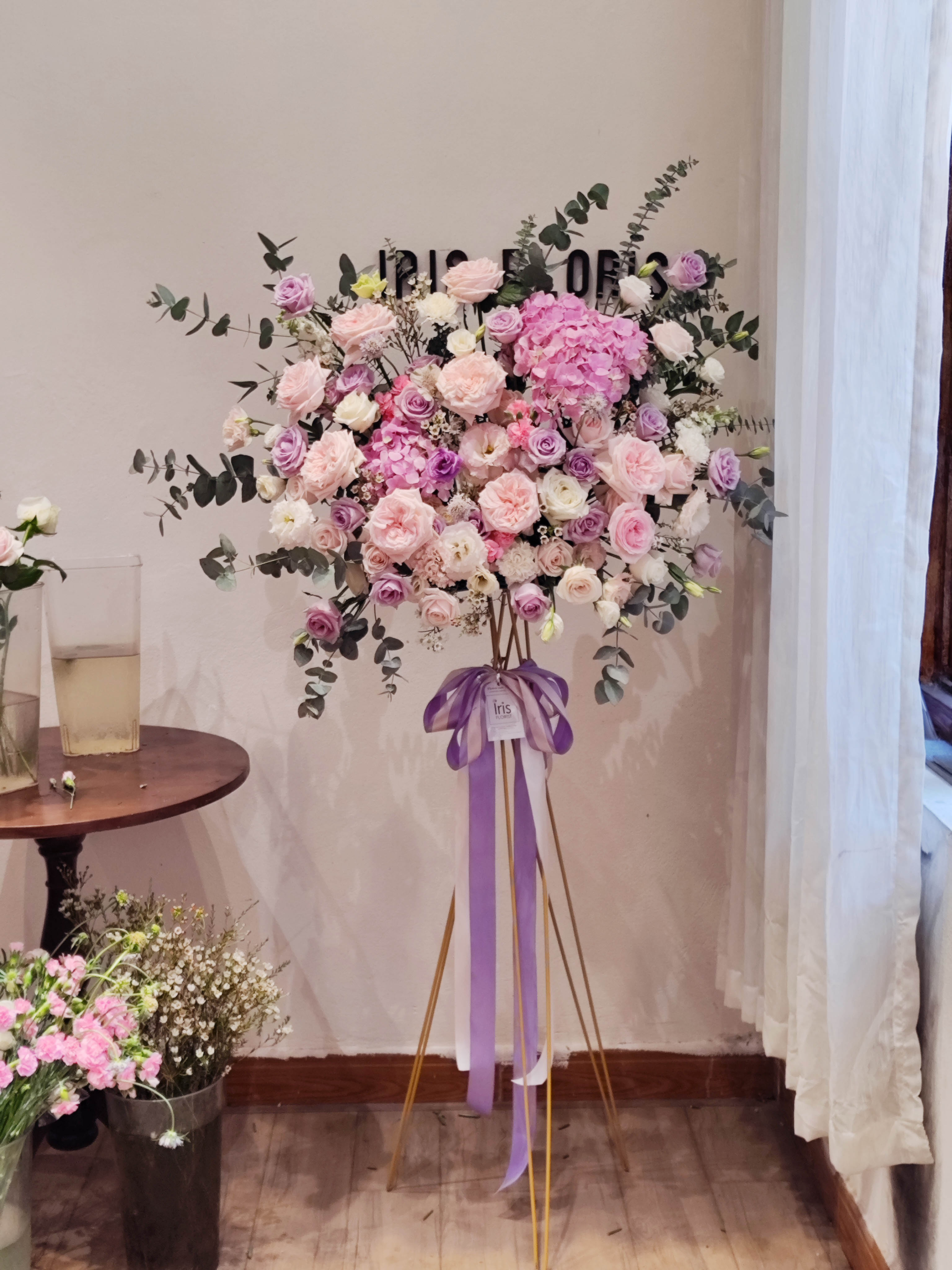 Kệ hoa khai trương - Tone Tím Hồng (kệ chân sắt)