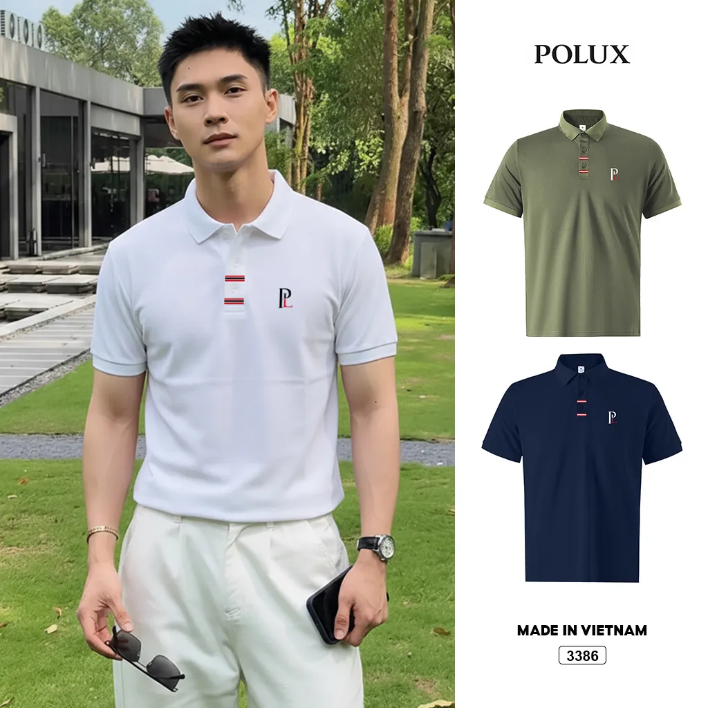 Áo polo nam form vừa basic Polux vải cá sấu thoáng mát 3386