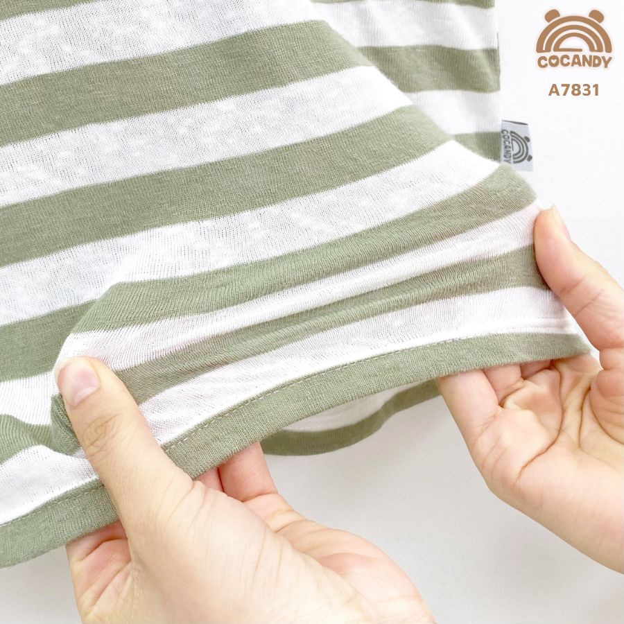 Áo cộc kẻ XANH RÊU phối túi ngực_thumbnail_3