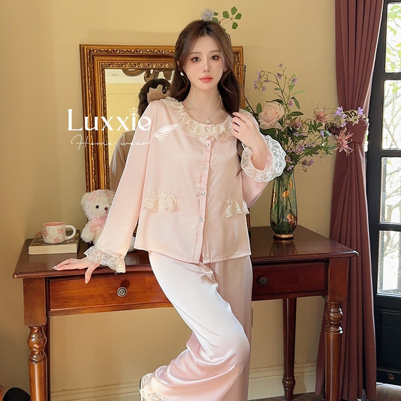 LEDAI14 Pijama lụa hồng cổ tròn ren_thumbnail_3
