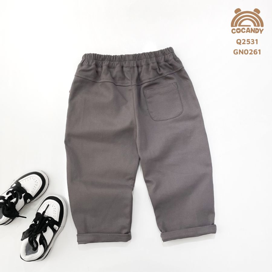 Quần dài GHI ĐẬM 2 túi ngang phối cúc gỗ_thumbnail_2