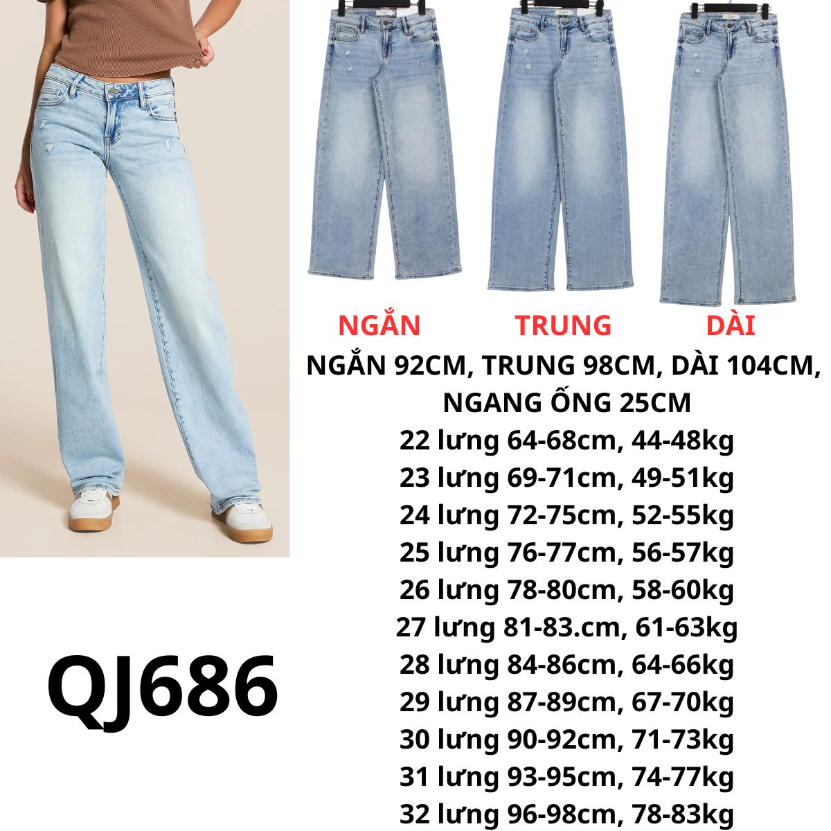 QJ686 - Quần jeans - SÁNG - HD