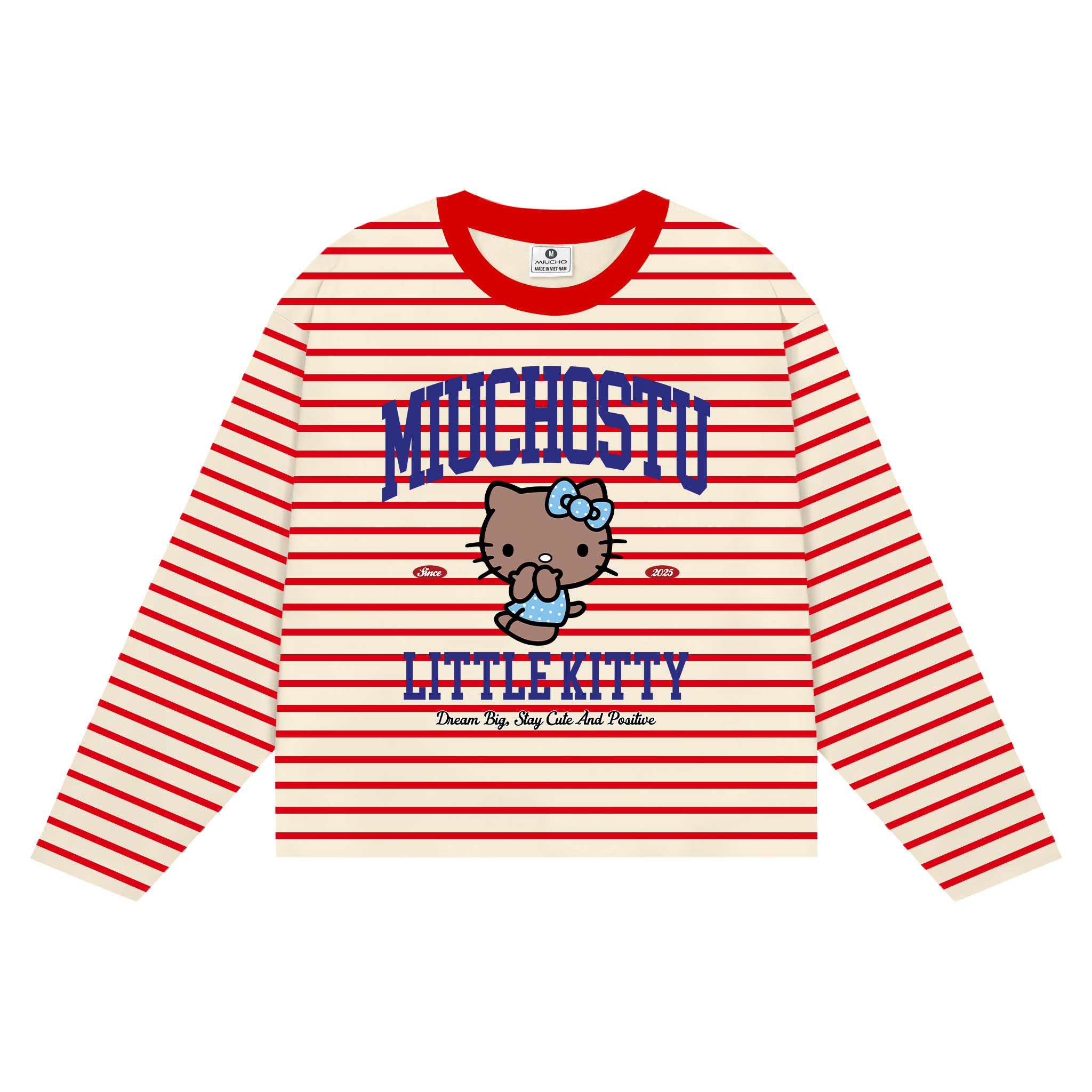 Áo thun boxy nữ tay dài Miucho vải bo rip thoáng mát cổ tròn Kitty đáng yêu in mix 2697_thumbnail_12