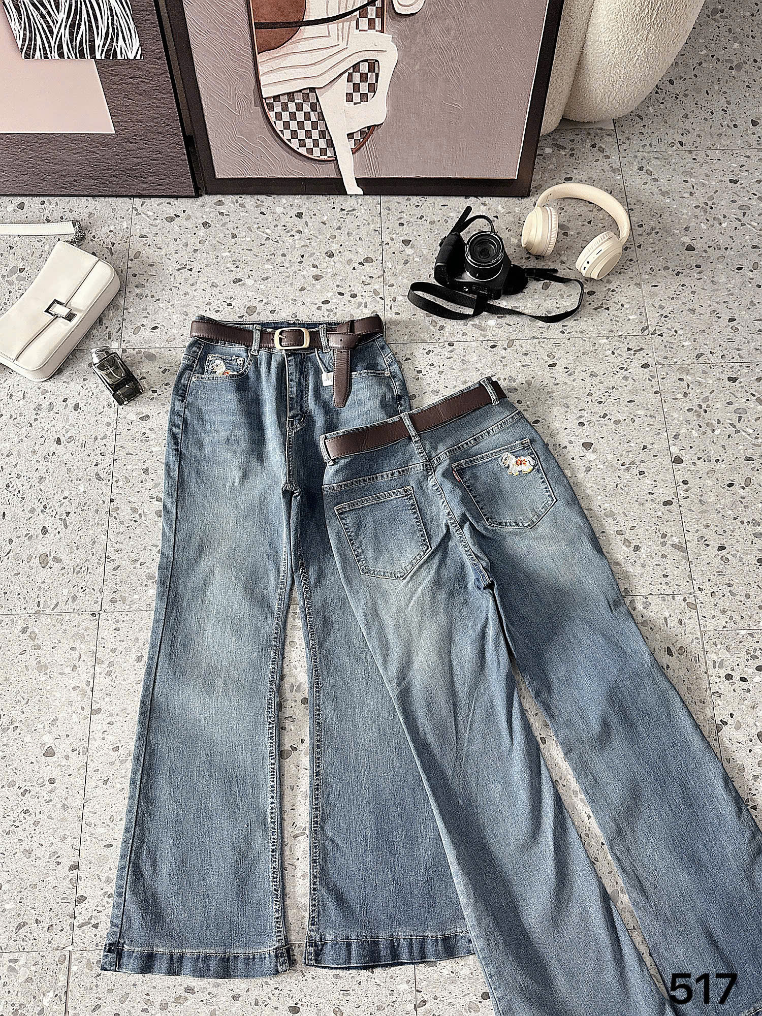 BIGSIZE - Quần jean ống loe thêu T-QJ517_thumbnail_2