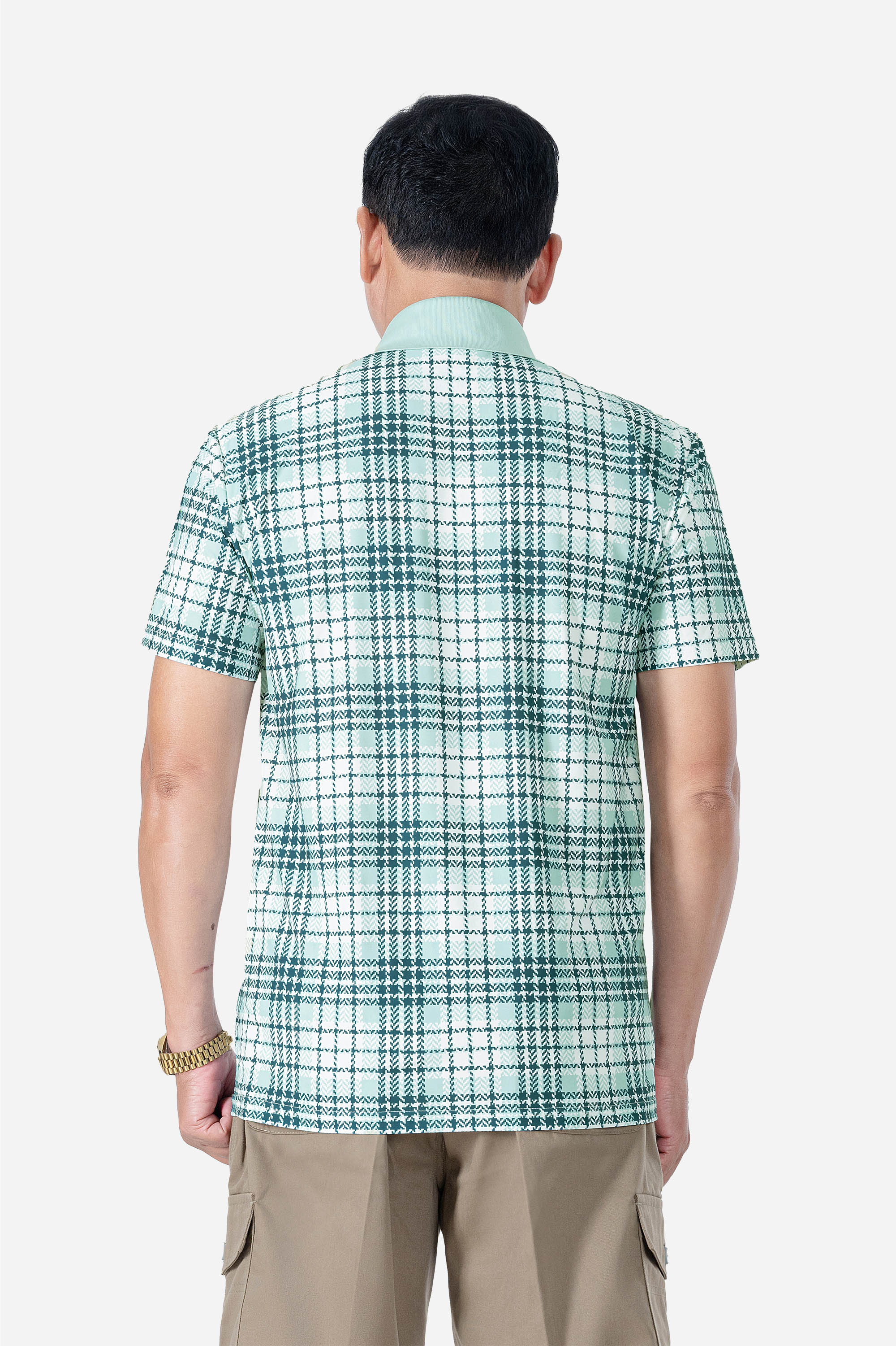 Áo Polo Kẻ Nam Trung Niên ANCHI Chất Liệu Cotton Mĩ Cao Cấp Phom Suông Vạt Ngang Màu Rêu Nhạt_thumbnail_33