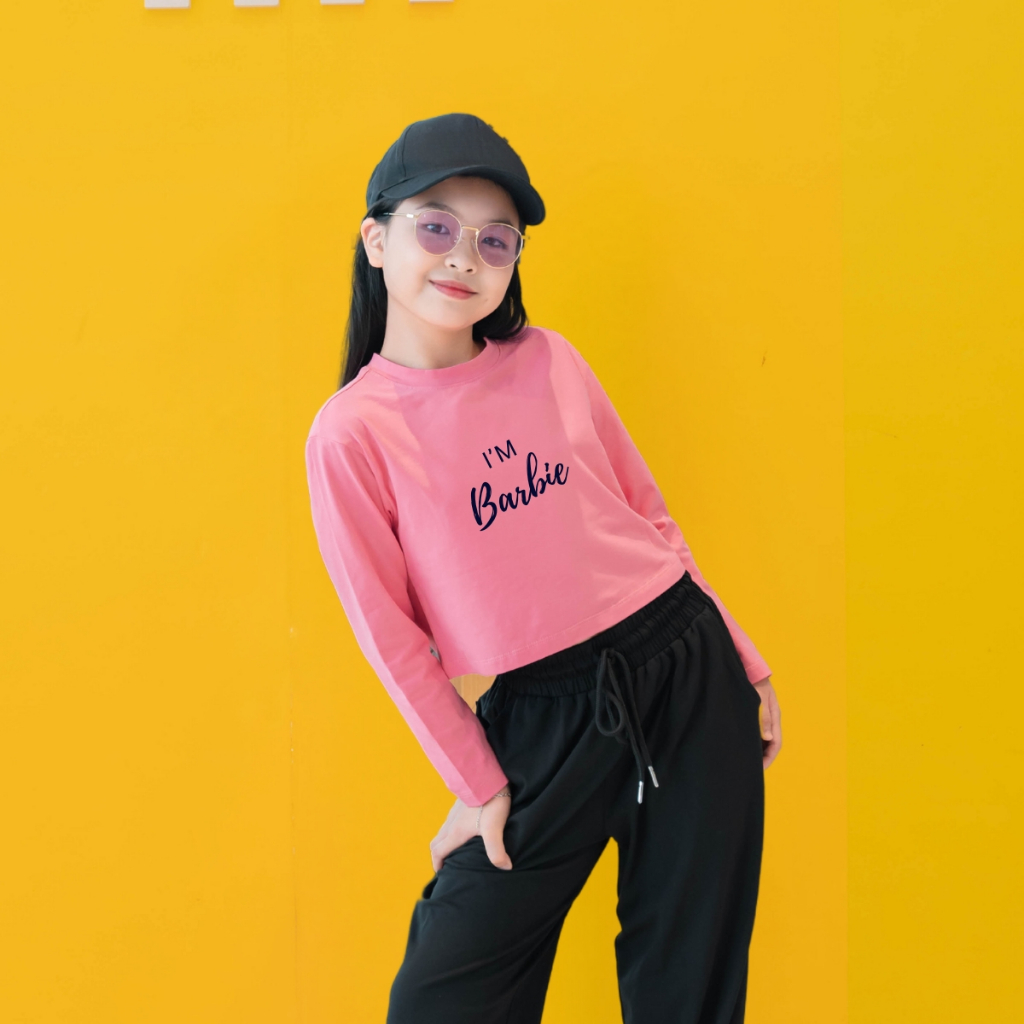Áo croptop tay dài cho bé gái in chữ i'm baby chất cotton - Áo croptop dài tay bé gái Loza Kids CG2810_thumbnail_1