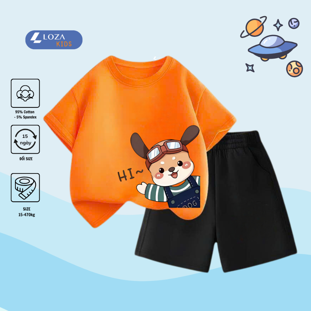 Bộ đồ  bé trai in hình gấu Hi -  Loza Kids SB235_thumbnail_4