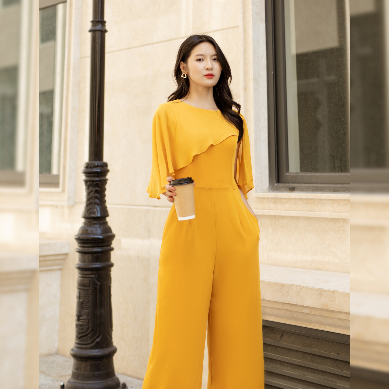 Jumpsuit dài cổ tròn phối tay sang trọng_thumbnail_4