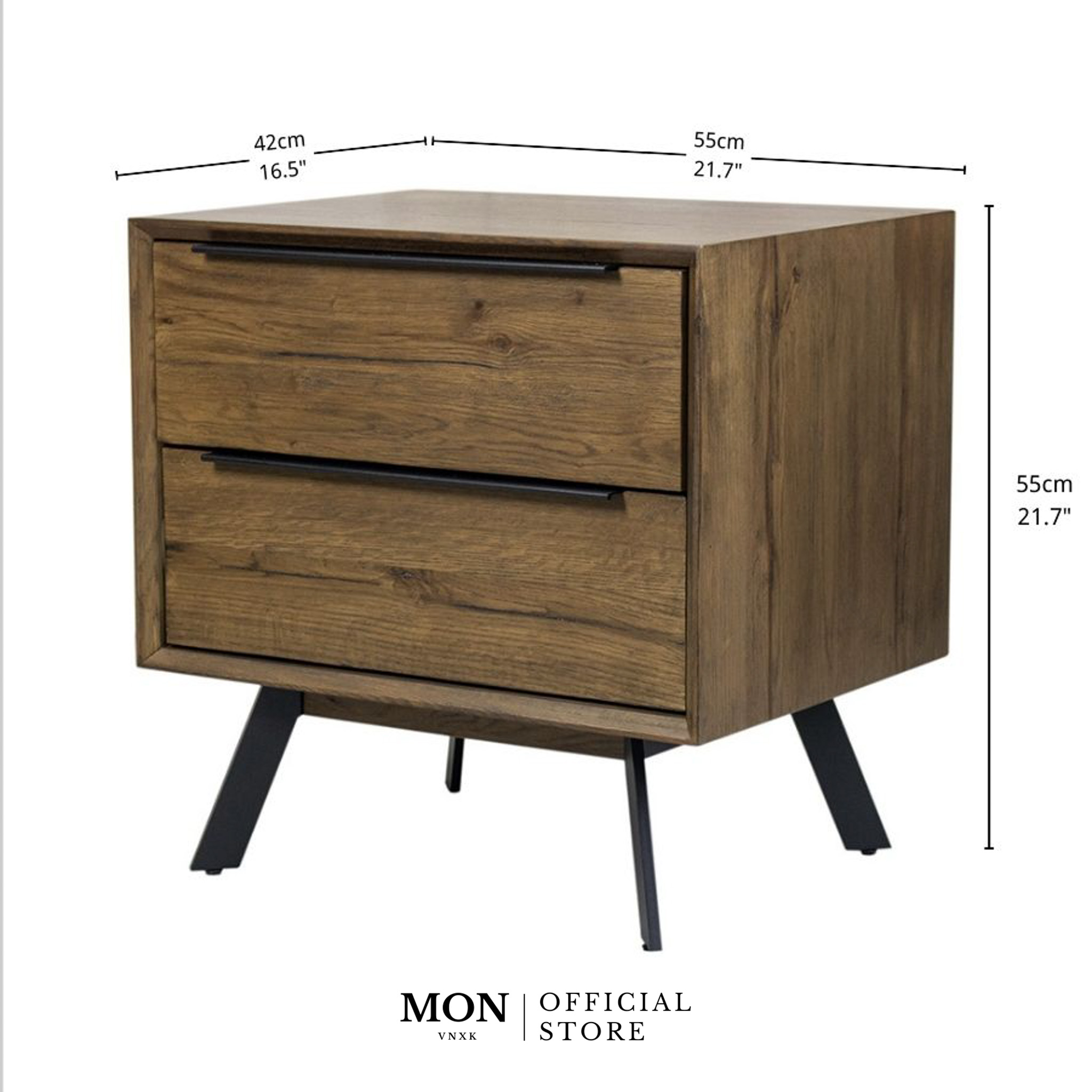 TỦ ĐẦU GIƯỜNG CLEVEDON 2-DRAWER SOLID OAK BEDSIDE TABLE