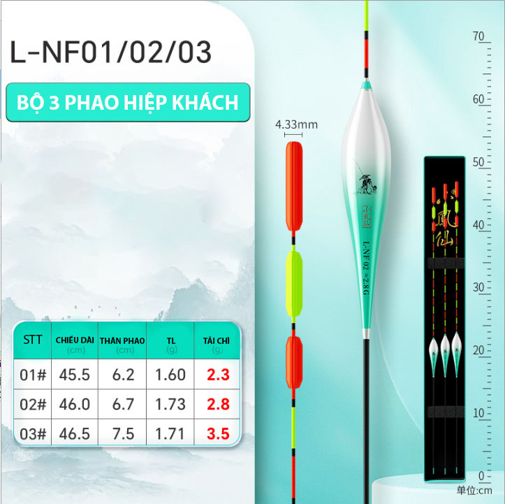 Bộ 3 Phao Nano Hiệp Khách Đuôi Tam Giác Chống Sóng Gió